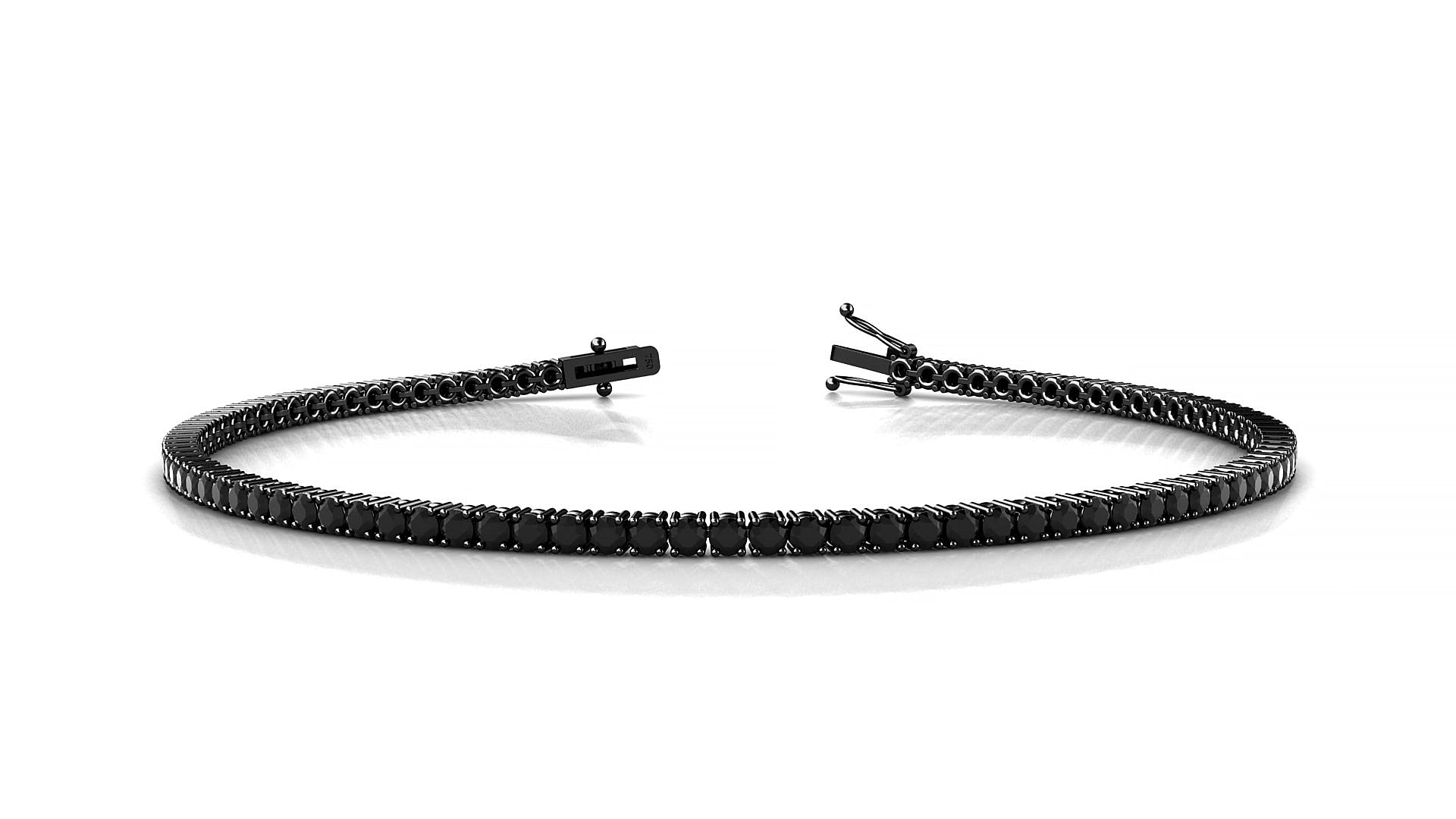 Capri | 18k Black Gold 1.7 mm Round Natural Black Diamond Tennis Bracelet