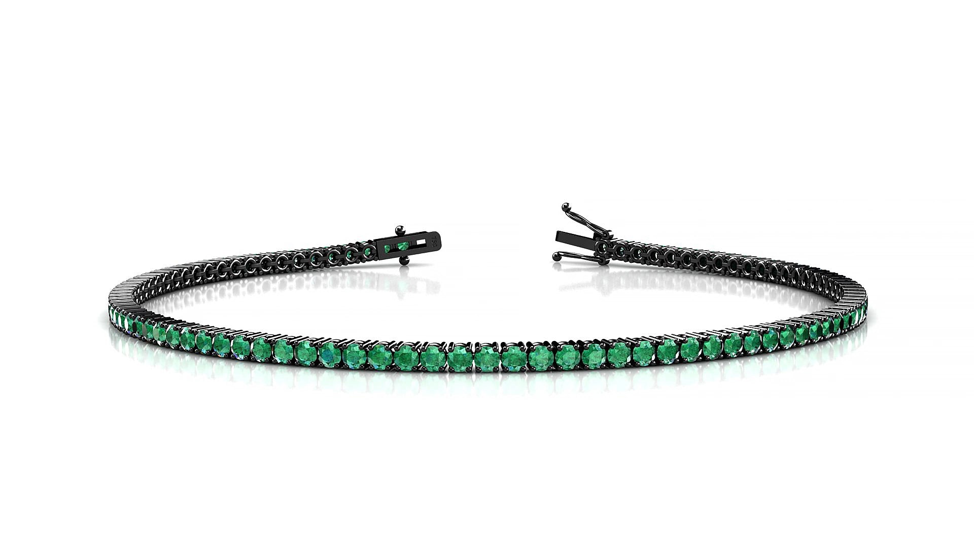 Capri | 18k Black Gold 1.7 mm Round Natural Emerald 17 cm Tennis Bracelet