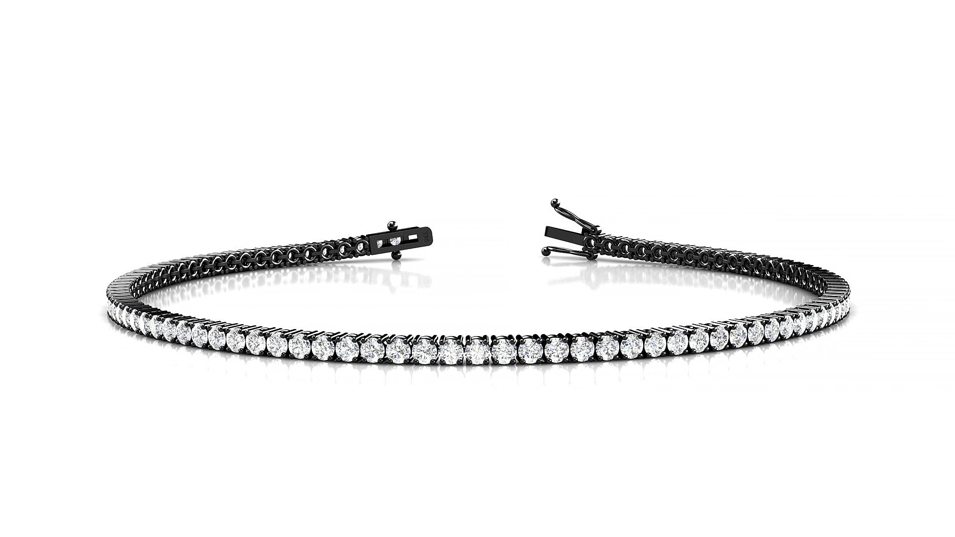 Capri | 18k Black Gold 1.7 mm Round Lab-Grown Diamond 17 cm Tennis Bracelet