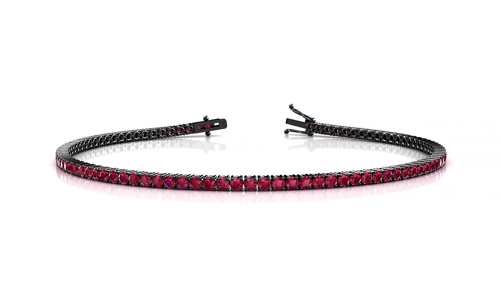 Capri | 18k Black Gold 1.7 mm Round Natural Ruby 17 cm Tennis Bracelet