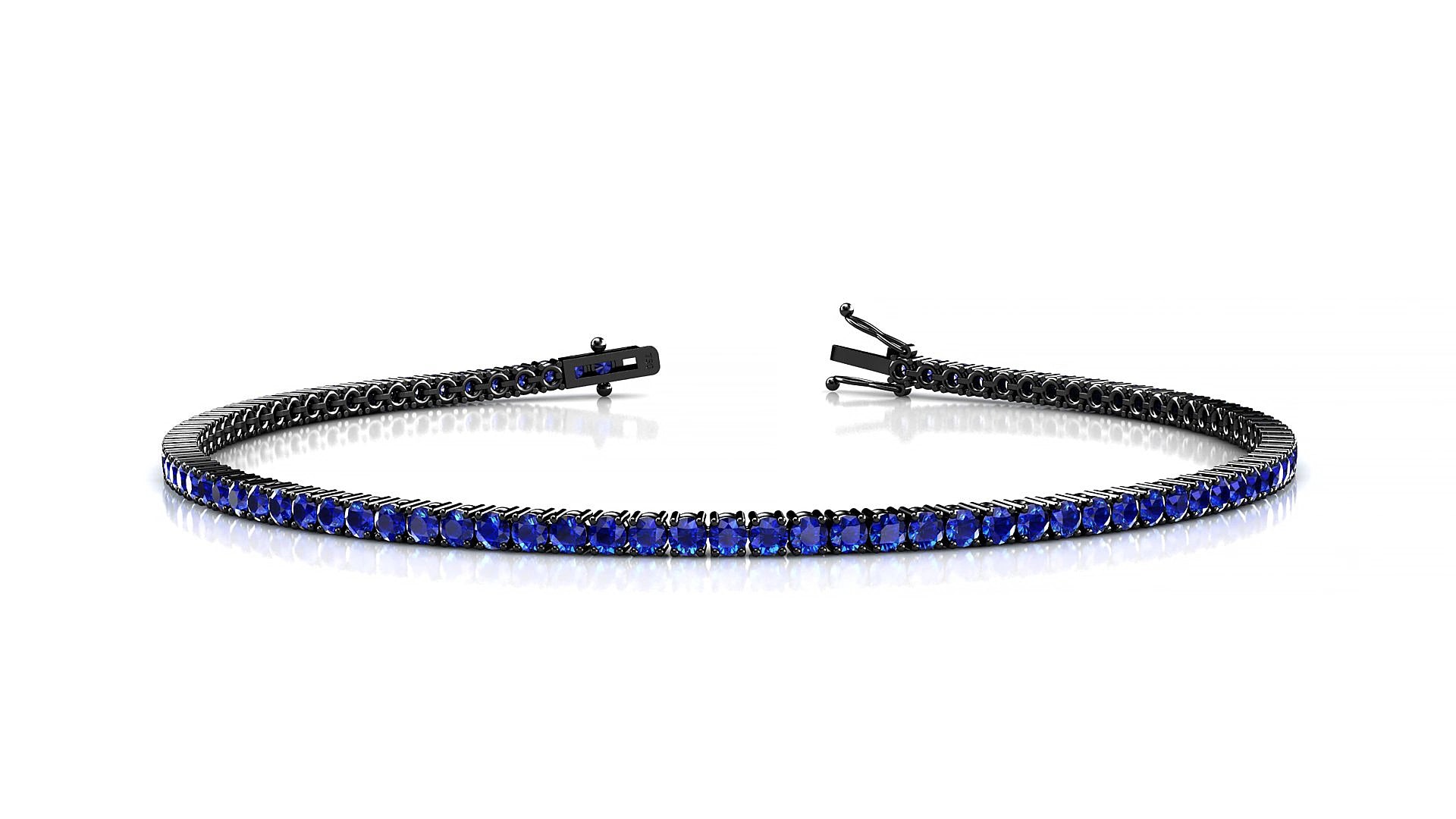 Capri | 18k Black Gold 1.7 mm Round Natural Sapphire 17 cm Tennis Bracelet