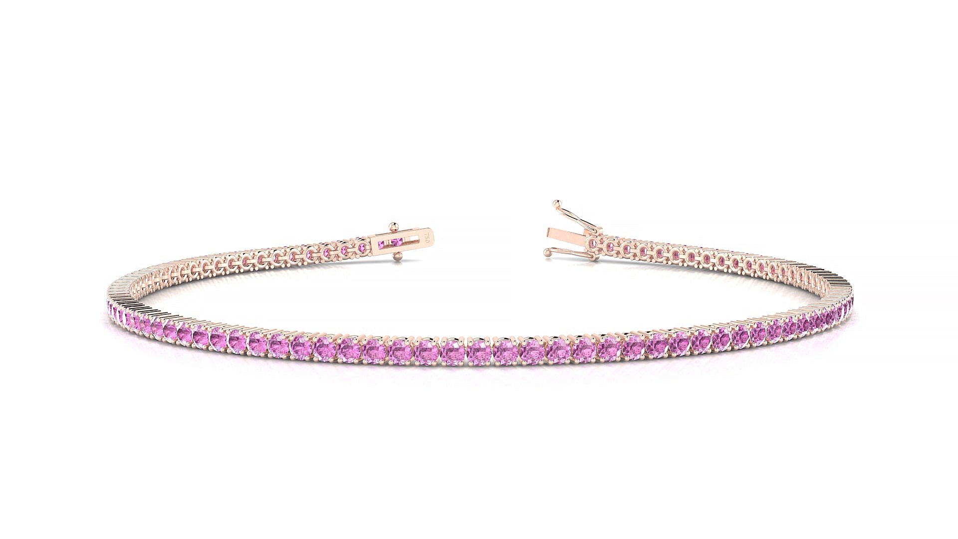 Capri | 18k Rose Gold 1.7 mm Round Natural Pink Sapphire Tennis Bracelet