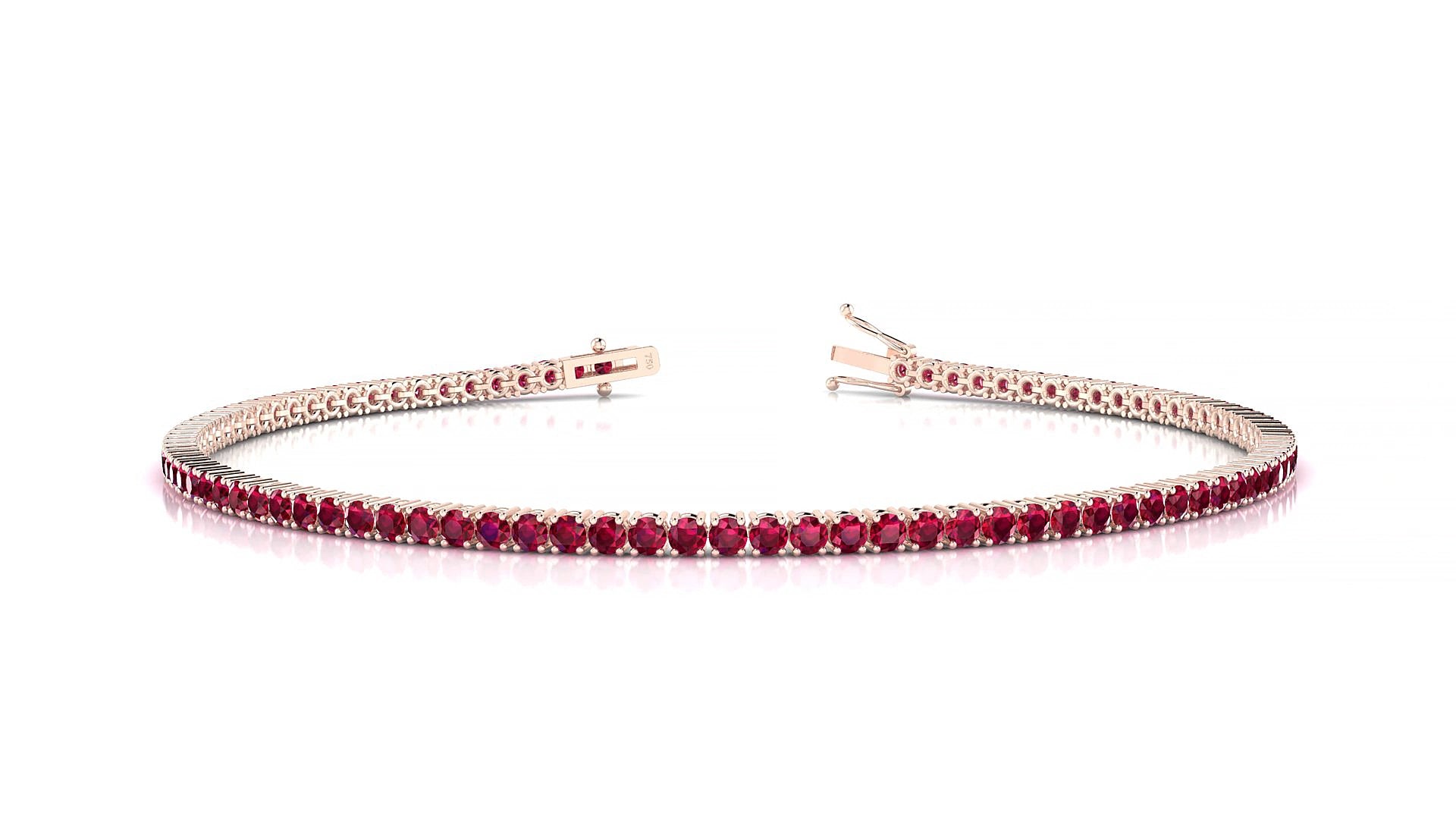 Capri | 18k Rose Gold 1.7 mm Round Natural Ruby 15 cm Tennis Bracelet