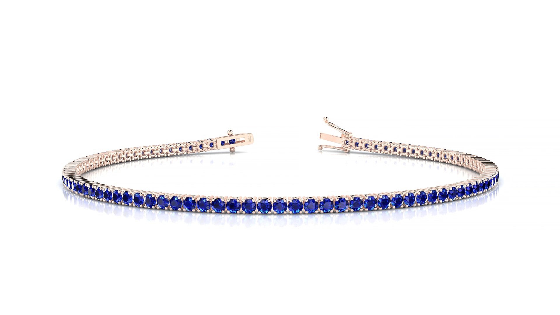 Capri | 18k Rose Gold 1.7 mm Round Natural Sapphire 18 cm Tennis Bracelet