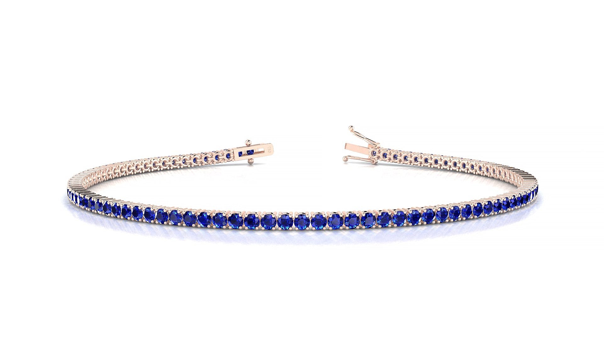 Capri | 18k Rose Gold 1.7 mm Round Natural Sapphire Tennis Bracelet