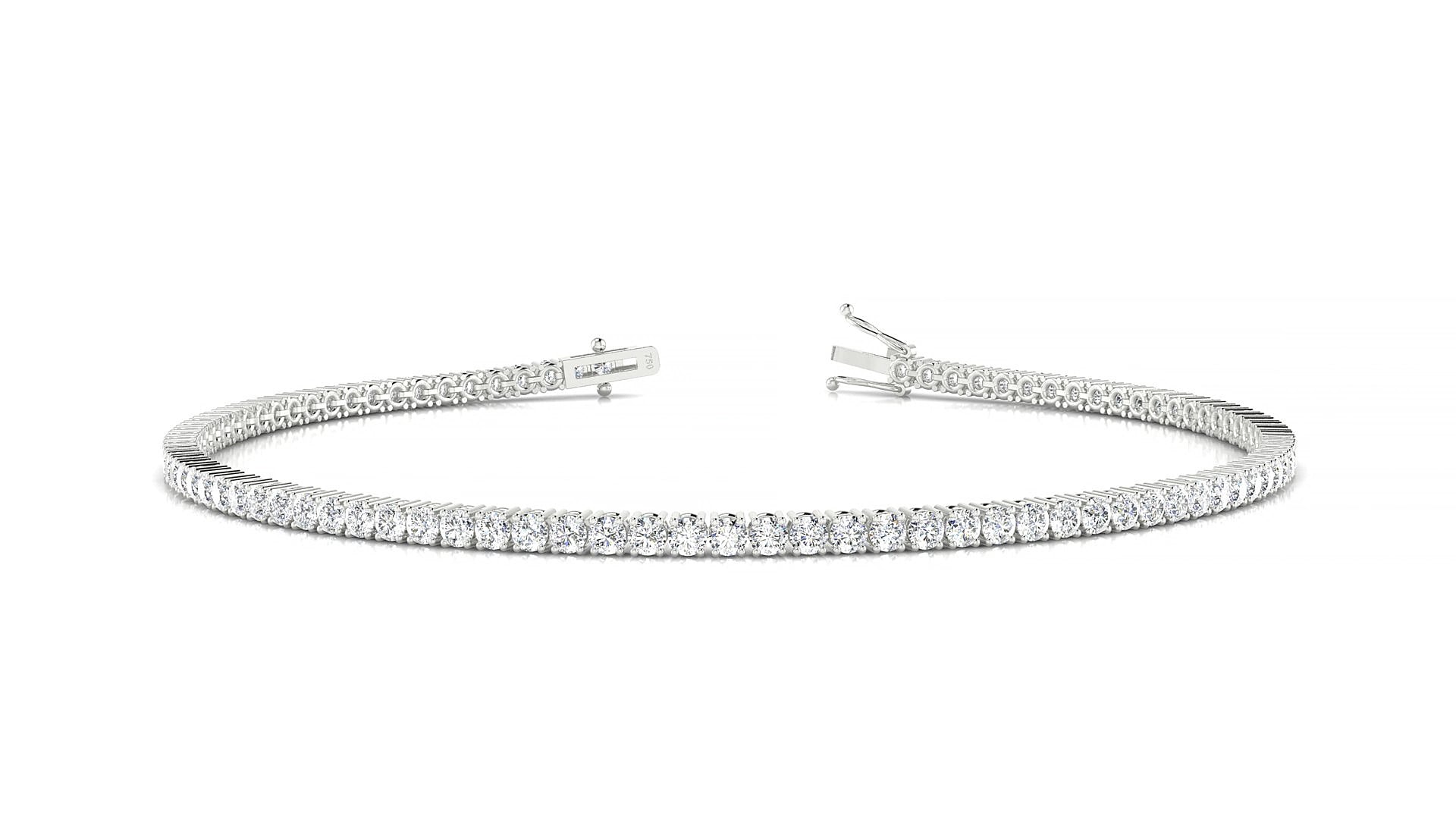 Capri | 18k White Gold 1.7 mm Round Natural Diamond 15 cm Tennis Bracelet