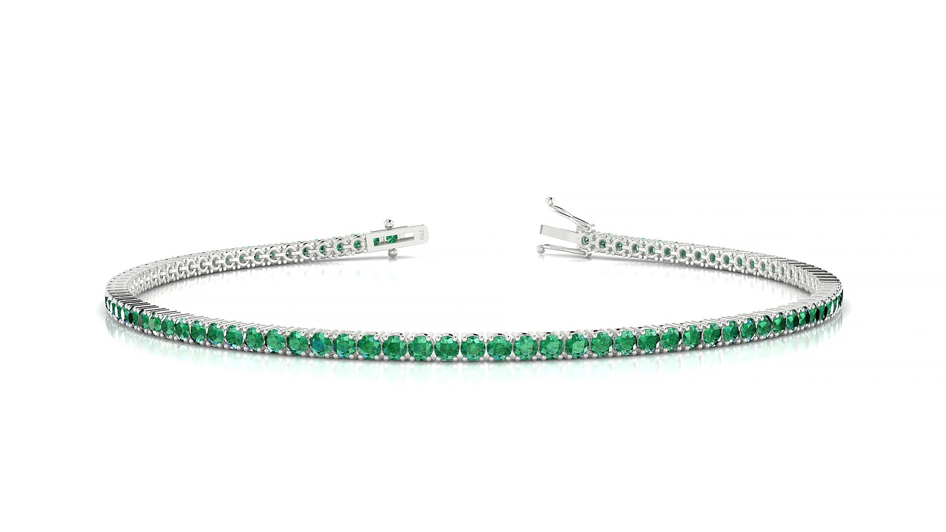 Capri | 18k White Gold 1.7 mm Round Natural Emerald 15 cm Tennis Bracelet