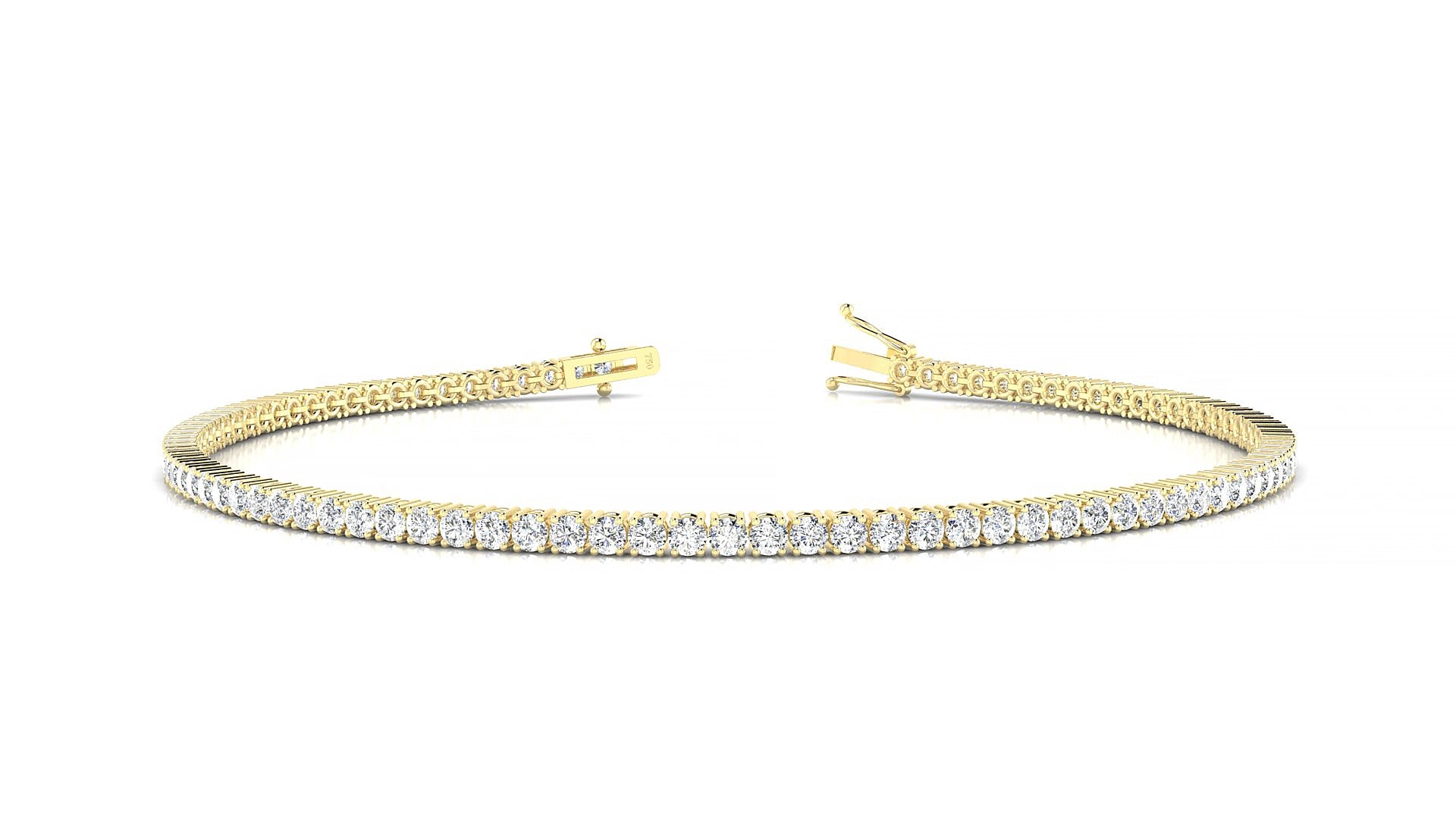 Capri | 18k Yellow Gold 1.7 mm Round Natural Diamond 19 cm Tennis Bracelet