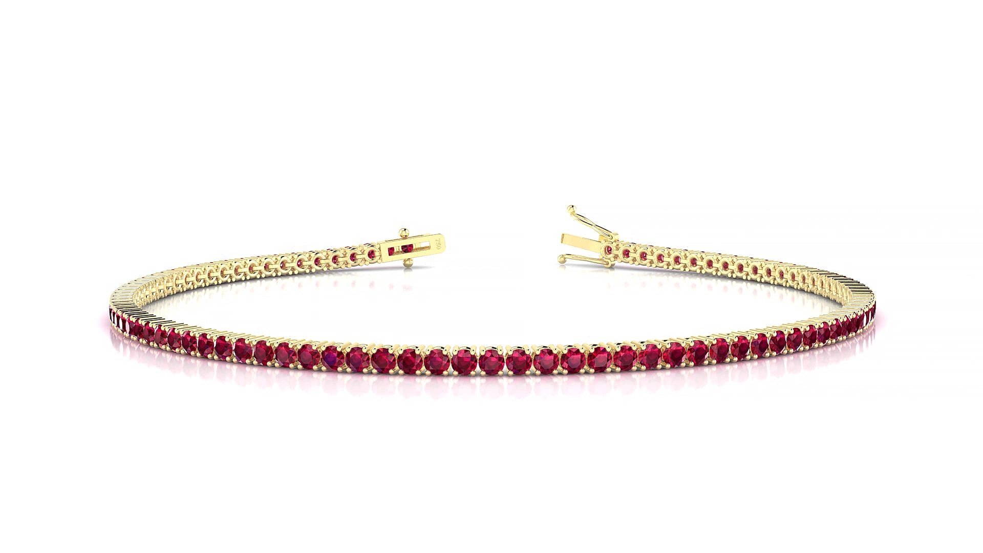 Capri | 18k Yellow Gold 1.7 mm Round Natural Ruby 17 cm Tennis Bracelet