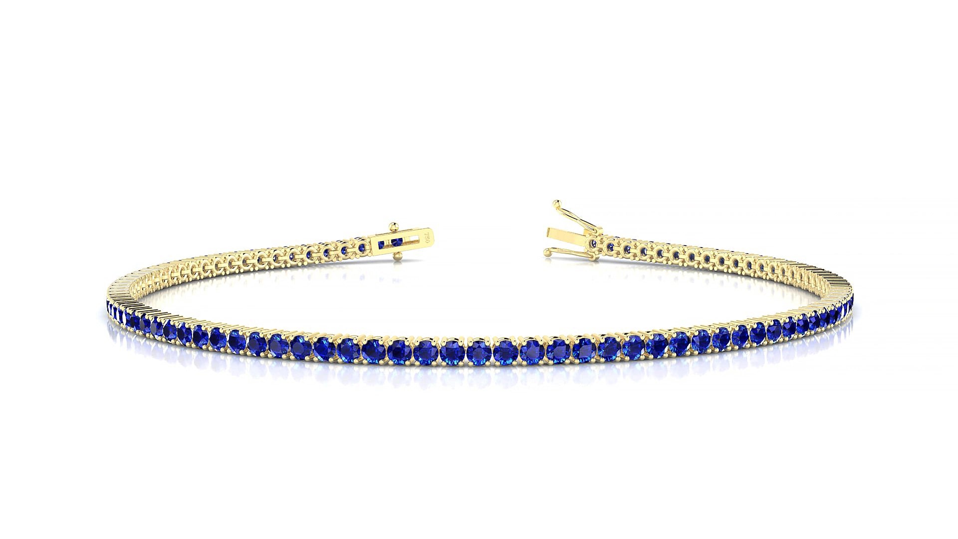 Capri | 18k Yellow Gold 1.7 mm Round Natural Sapphire 15 cm Tennis Bracelet