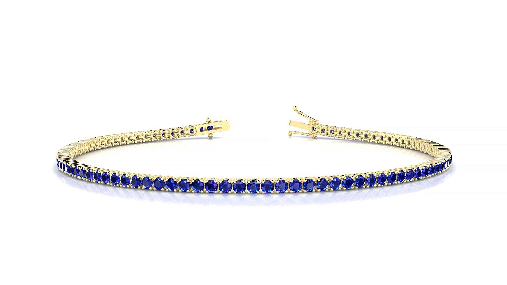 Capri | 18k Yellow Gold 1.7 mm Round Natural Sapphire Tennis Bracelet