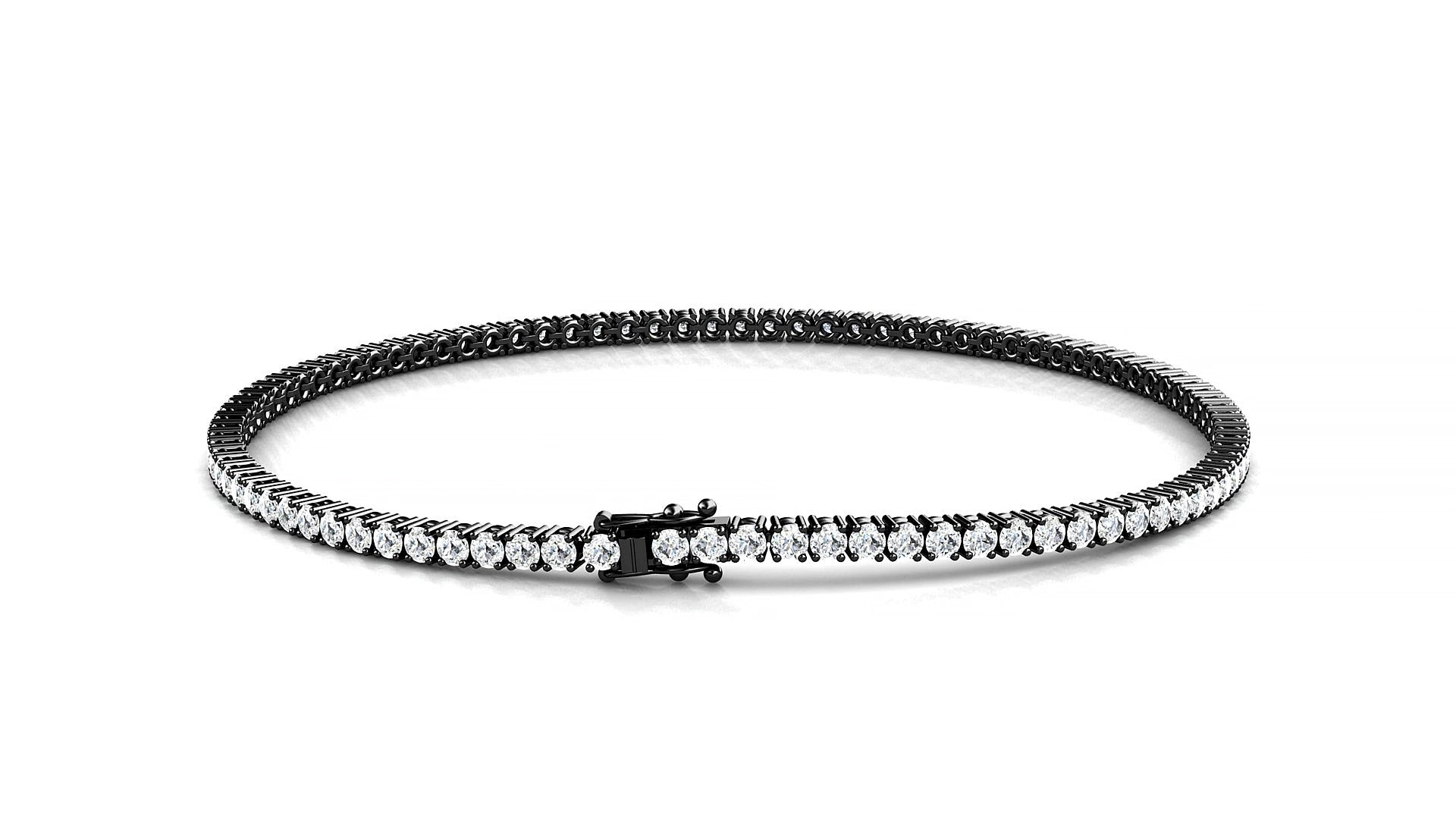 Capri | 18k Black Gold 1.7 mm Round Natural Diamond 15 cm Tennis Bracelet