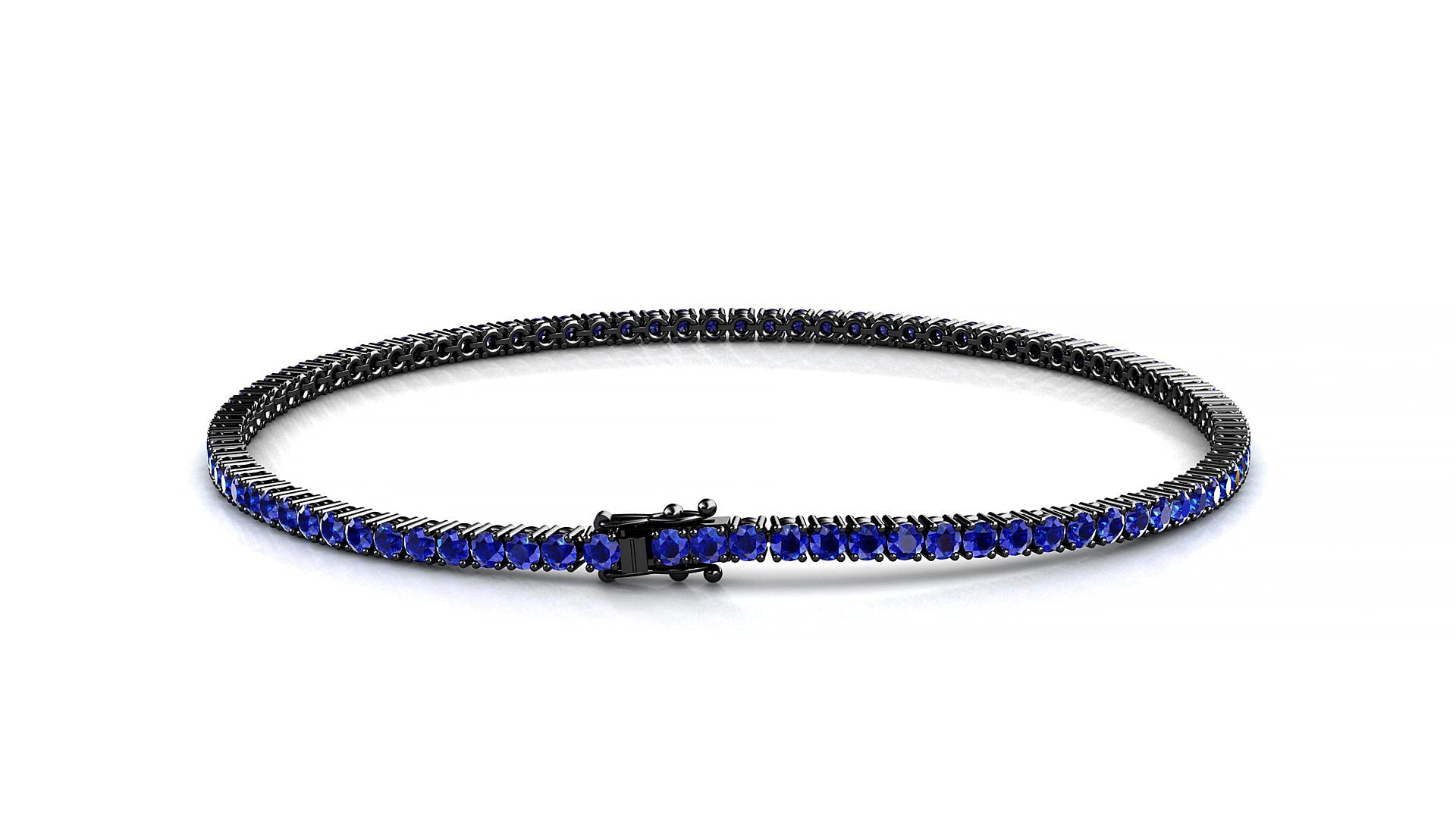 Capri | 18k Black Gold 1.7 mm Round Natural Sapphire 20 cm Tennis Bracelet