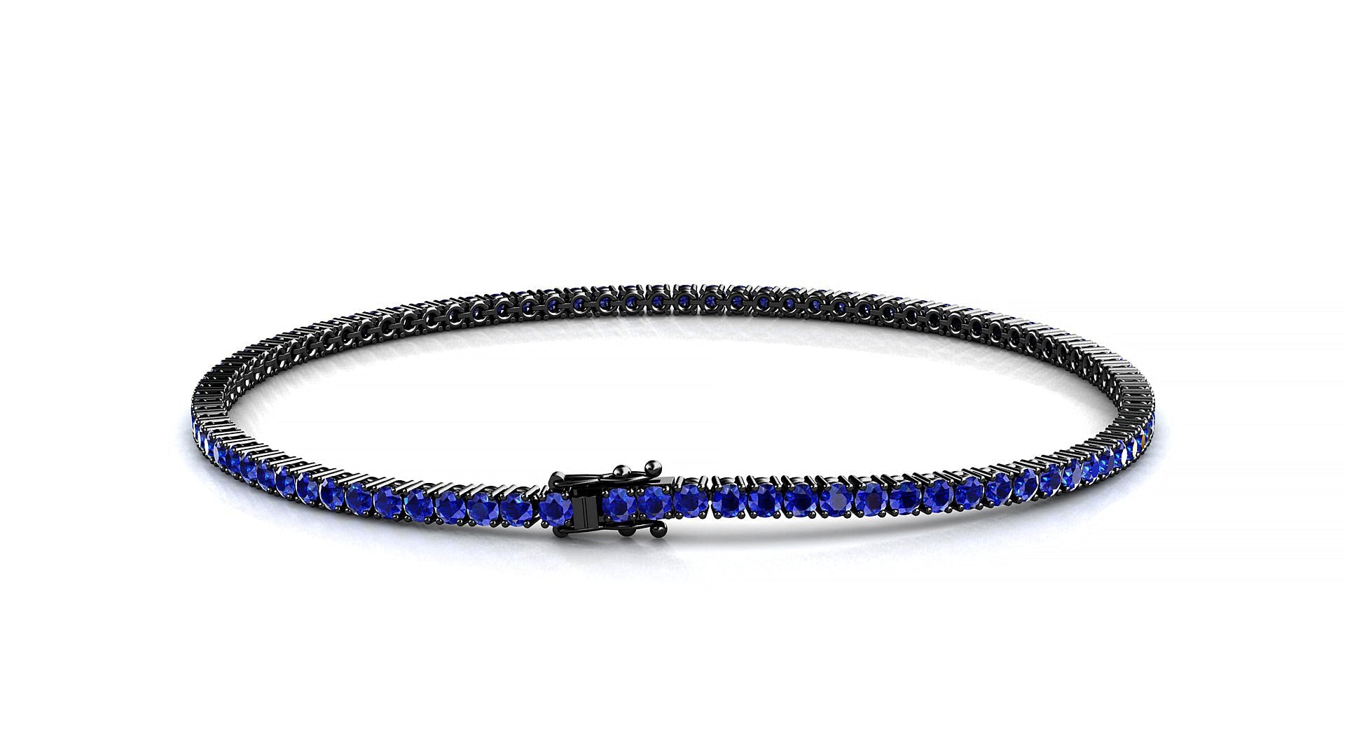 Capri | 18k Black Gold 1.7 mm Round Natural Sapphire Tennis Bracelet