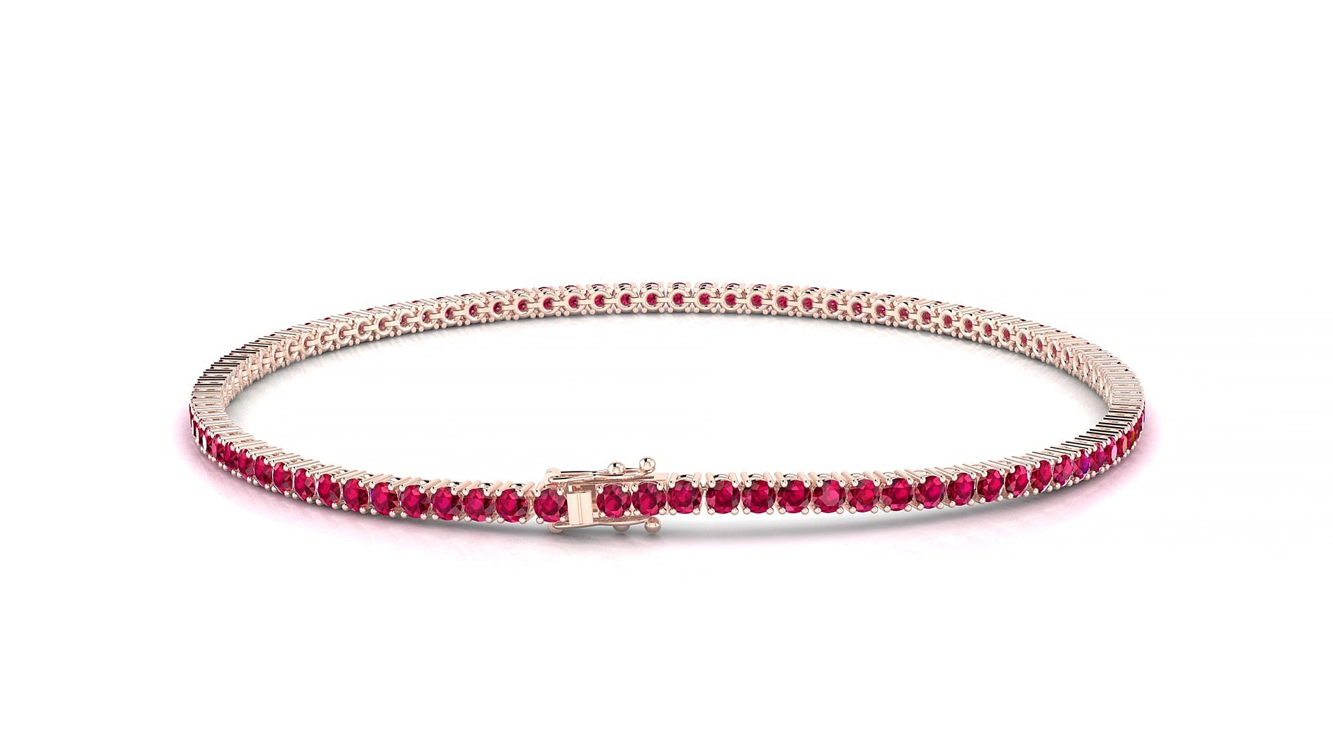 Capri | 18k Rose Gold 1.7 mm Round Natural Ruby 15 cm Tennis Bracelet