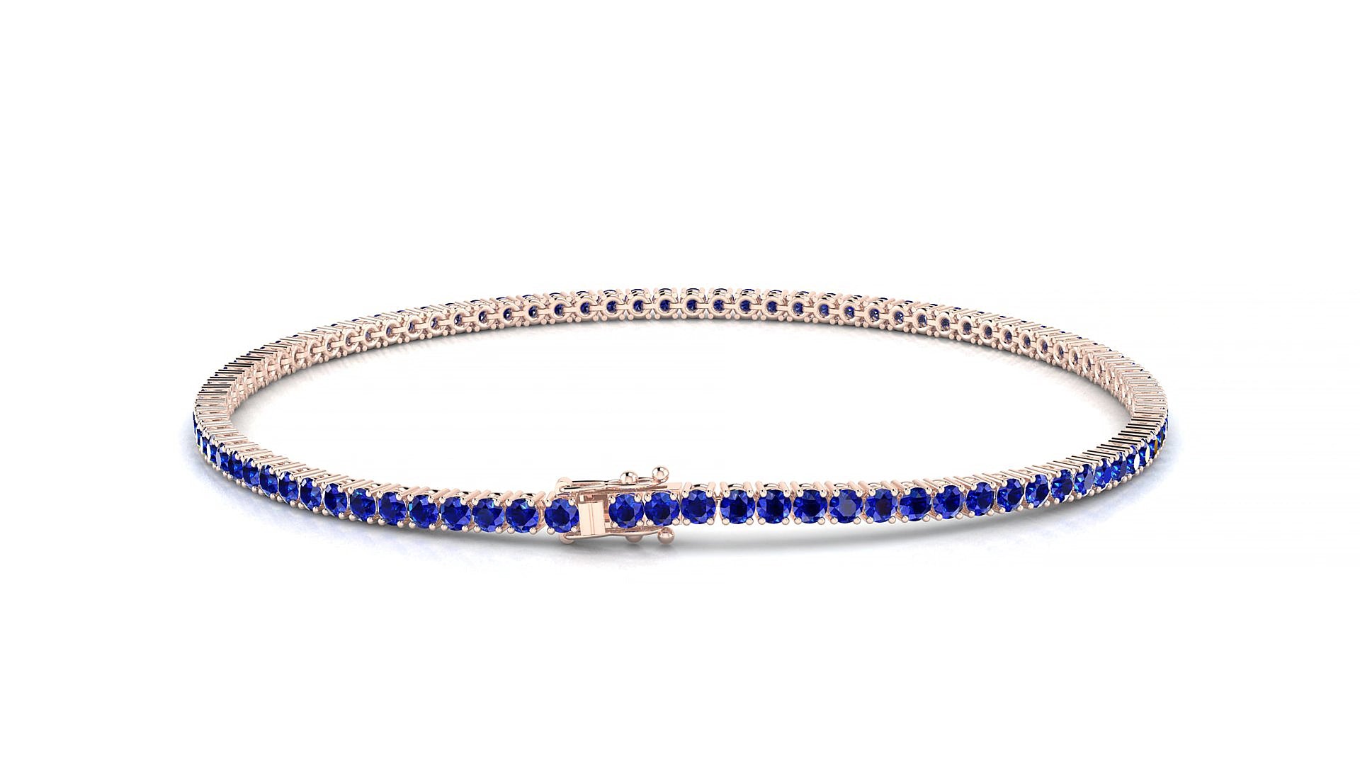 Capri | 18k Rose Gold 1.7 mm Round Natural Sapphire 15 cm Tennis Bracelet