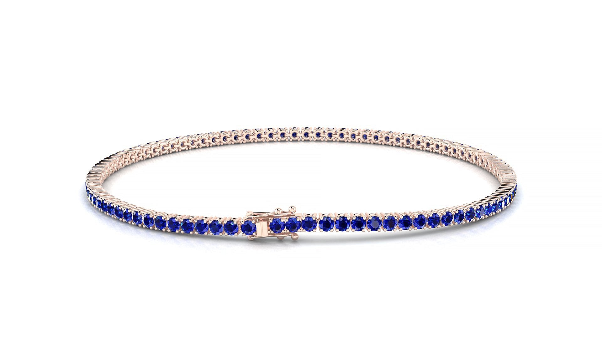 Capri | 18k Rose Gold 1.7 mm Round Natural Sapphire Tennis Bracelet