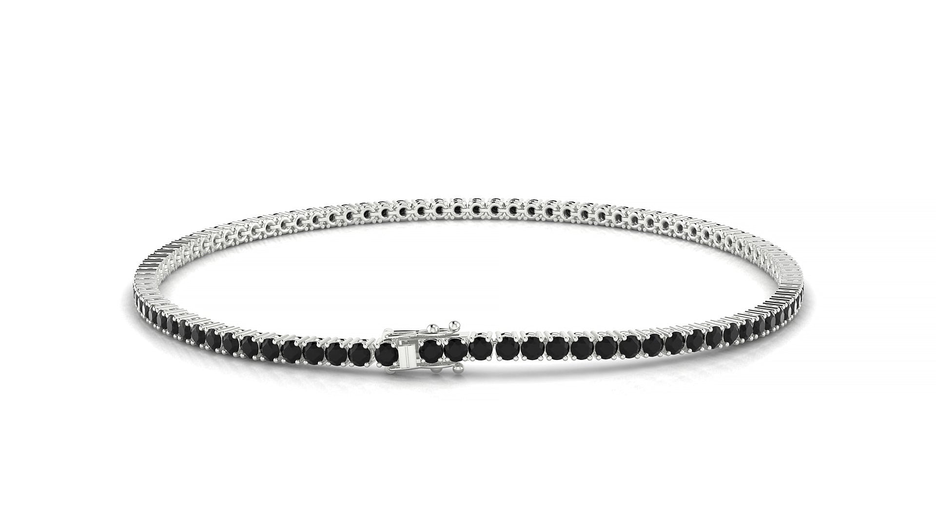 Capri | 18k White Gold 1.7 mm Round Natural Black Diamond Tennis Bracelet