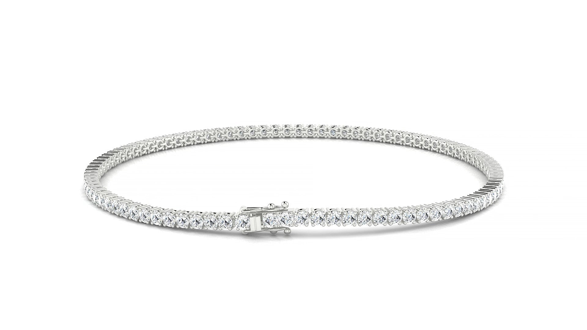 Capri | 18k White Gold 1.7 mm Round Natural Diamond 15 cm Tennis Bracelet