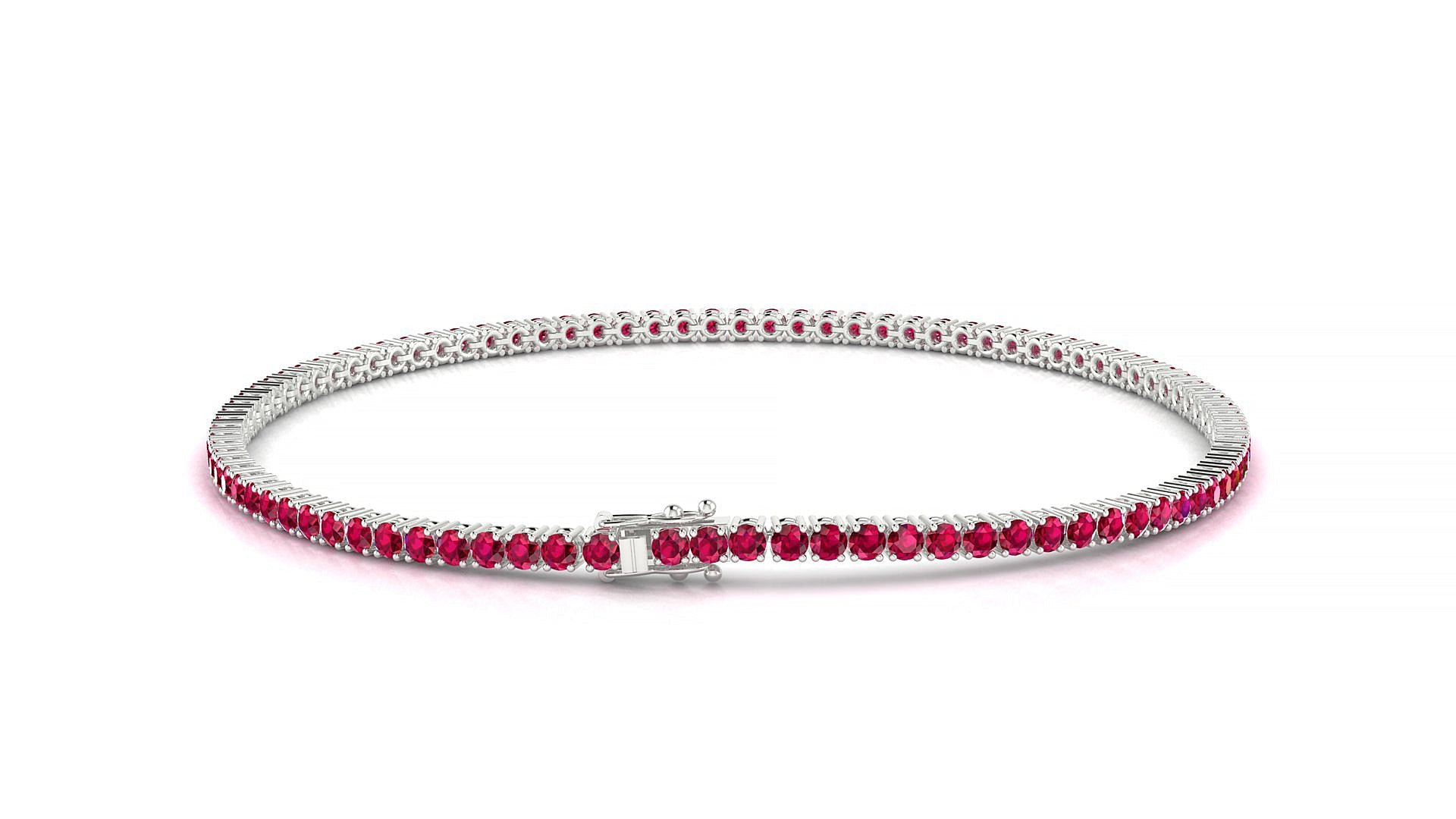 Capri | 18k White Gold 1.7 mm Round Natural Ruby Tennis Bracelet