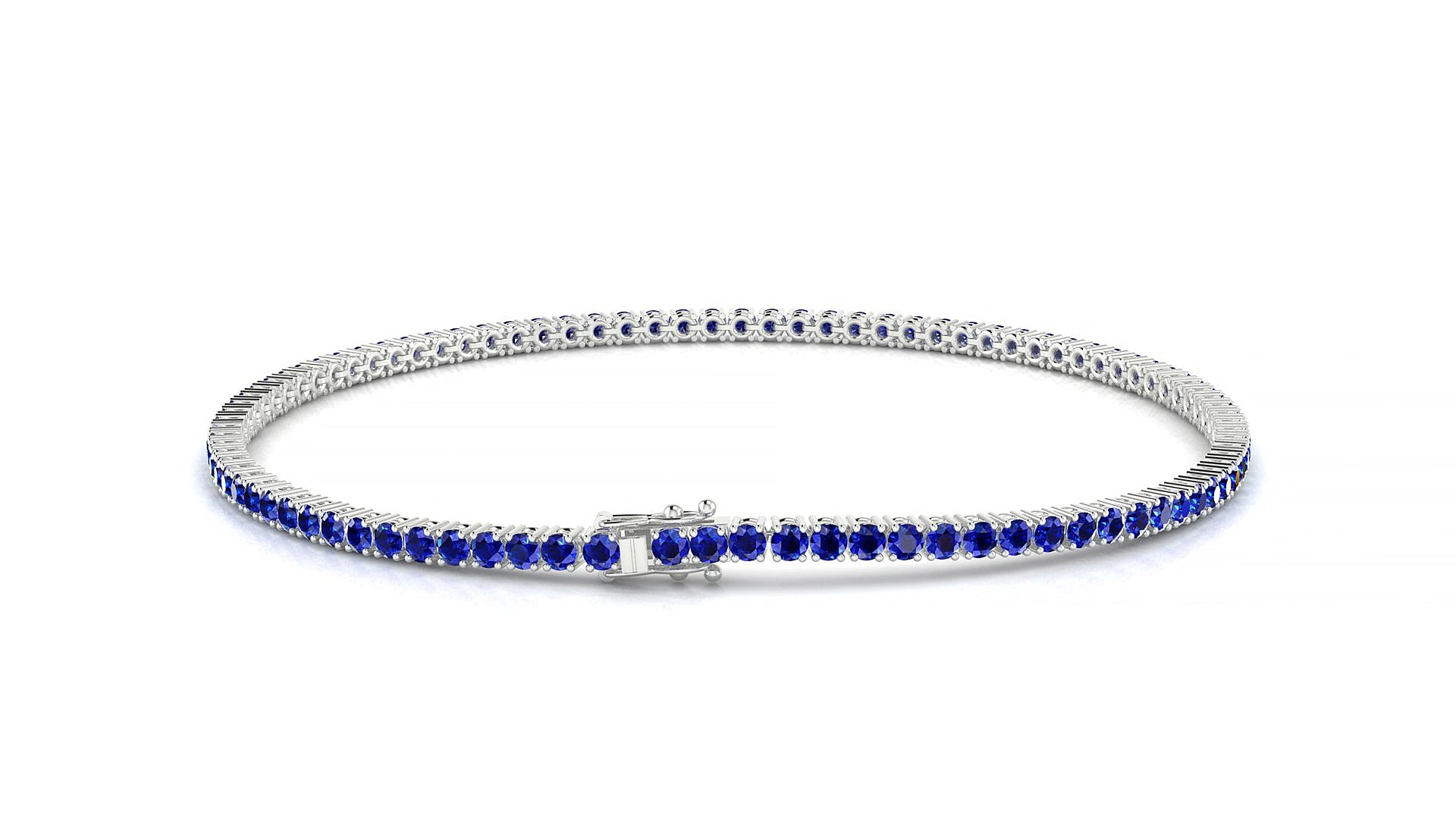 Capri | 18k White Gold 1.7 mm Round Natural Sapphire 17 cm Tennis Bracelet