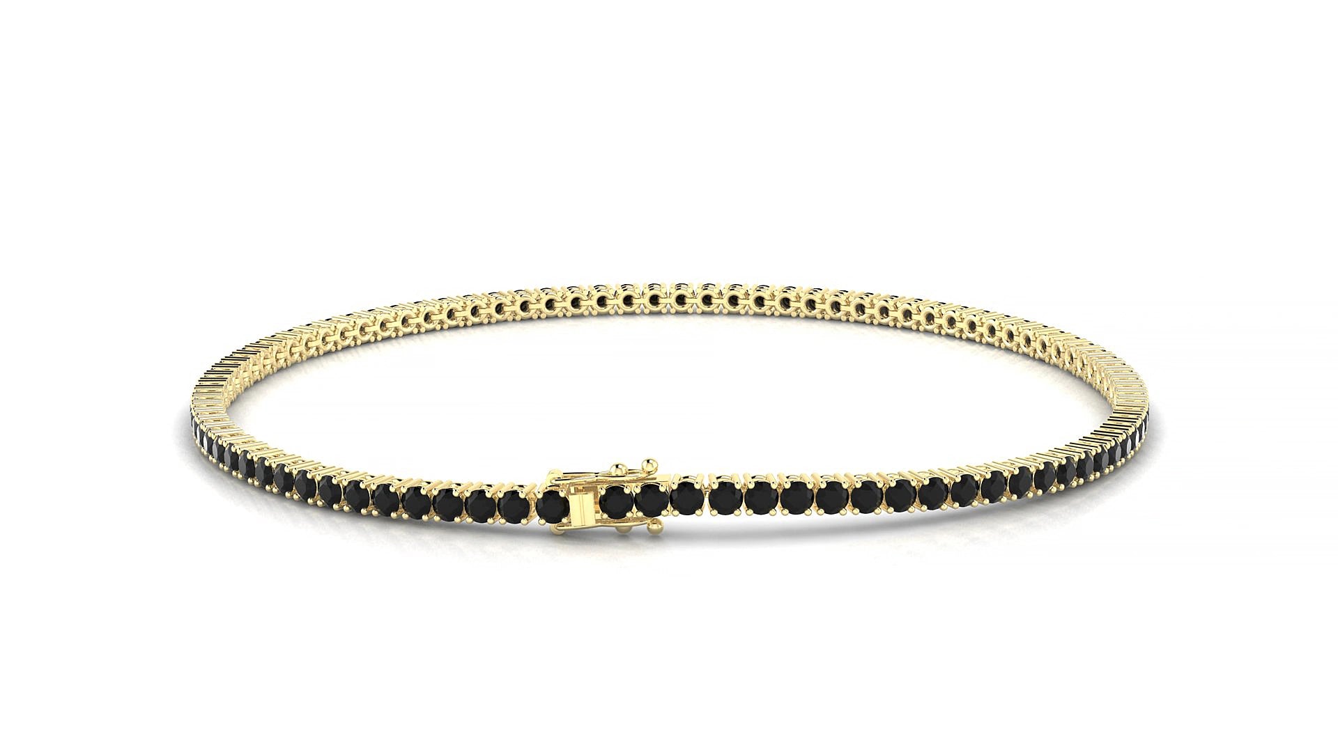 Capri | 18k Yellow Gold 1.7 mm Round Natural Black Diamond 15 cm Tennis Bracelet