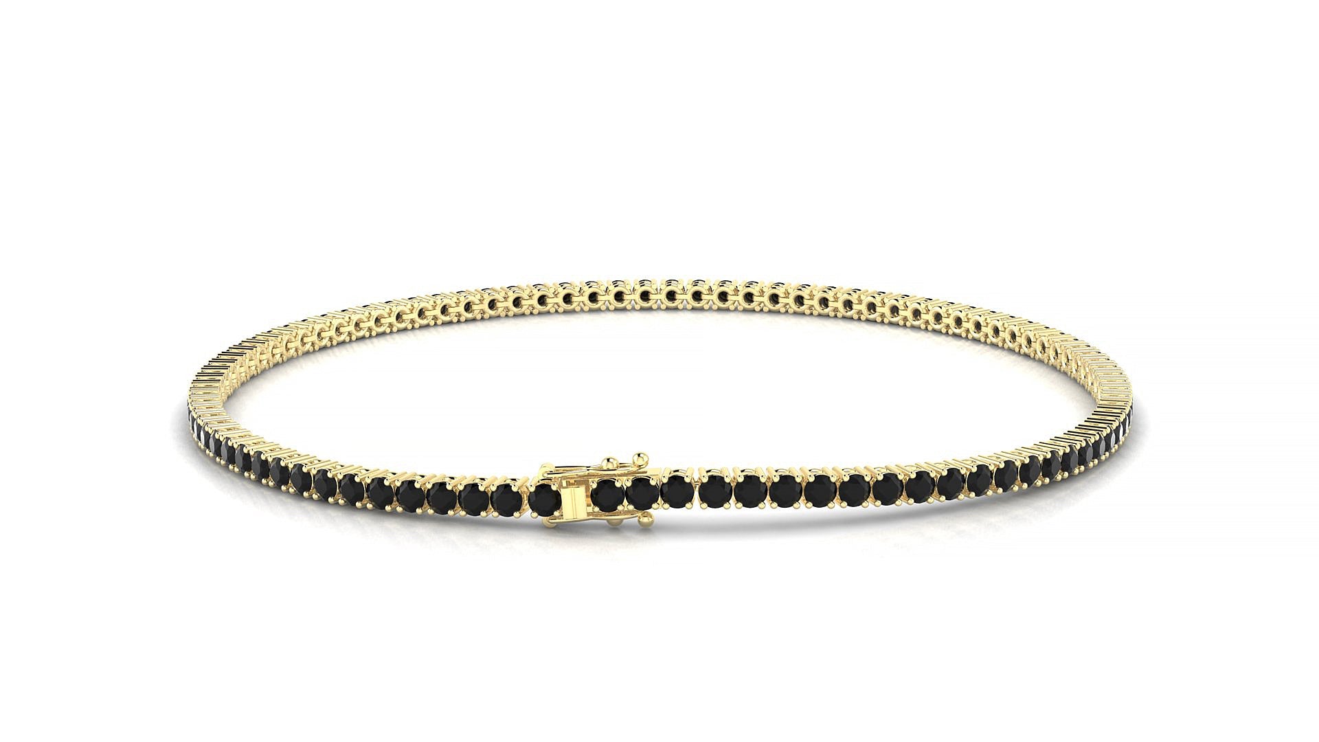 Capri | 18k Yellow Gold 1.7 mm Round Natural Black Diamond Tennis Bracelet