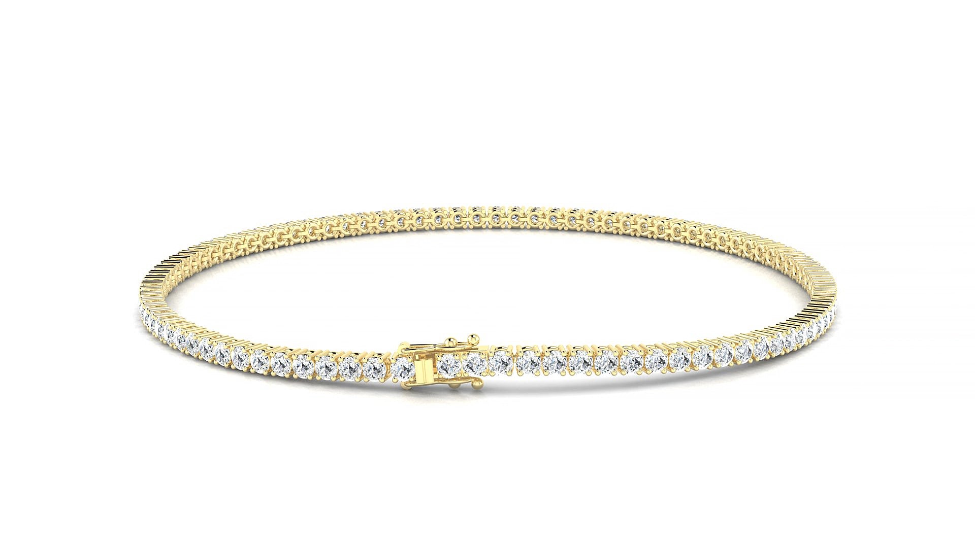 Capri | 18k Yellow Gold 1.7 mm Round Natural Diamond 18 cm Tennis Bracelet