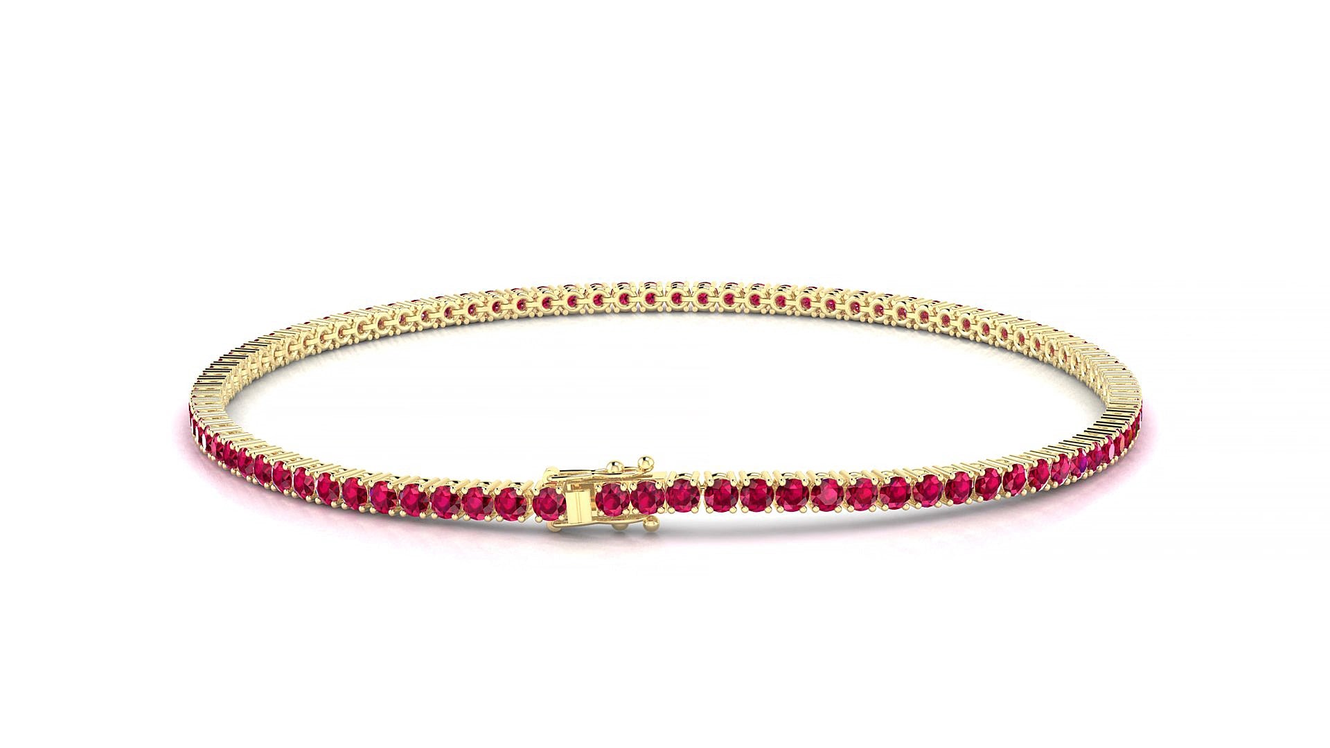 Capri | 18k Yellow Gold 1.7 mm Round Natural Ruby 16 cm Tennis Bracelet