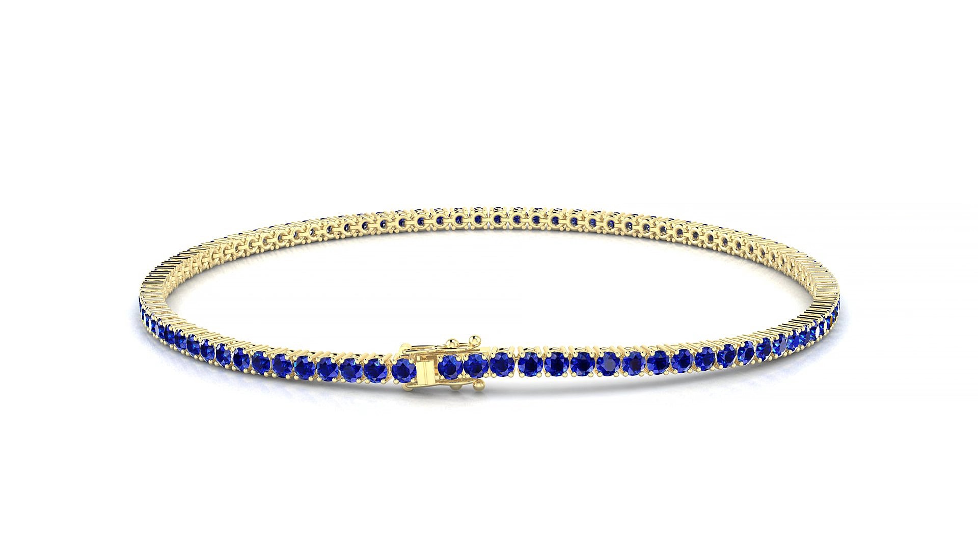 Capri | 18k Yellow Gold 1.7 mm Round Natural Sapphire 17 cm Tennis Bracelet