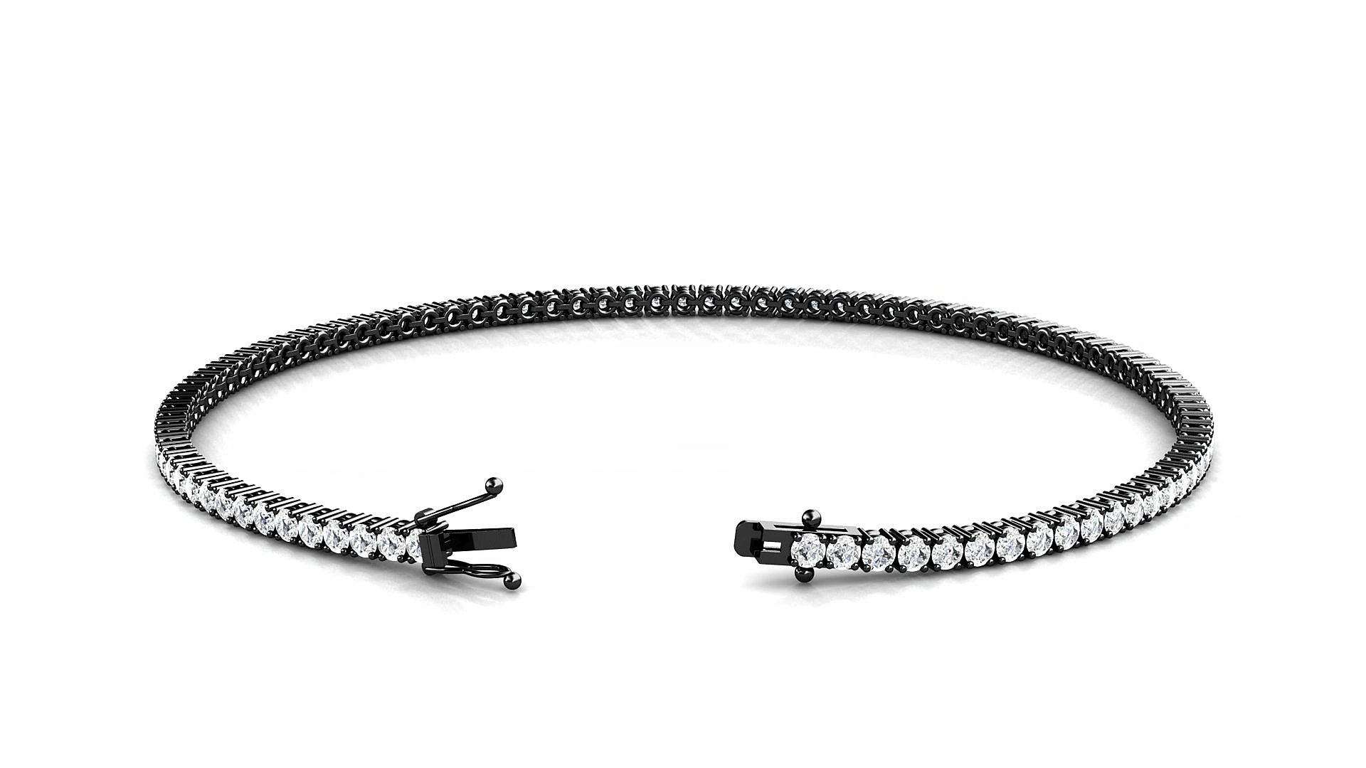 Capri | 18k Black Gold 1.7 mm Round Natural Diamond 17 cm Tennis Bracelet