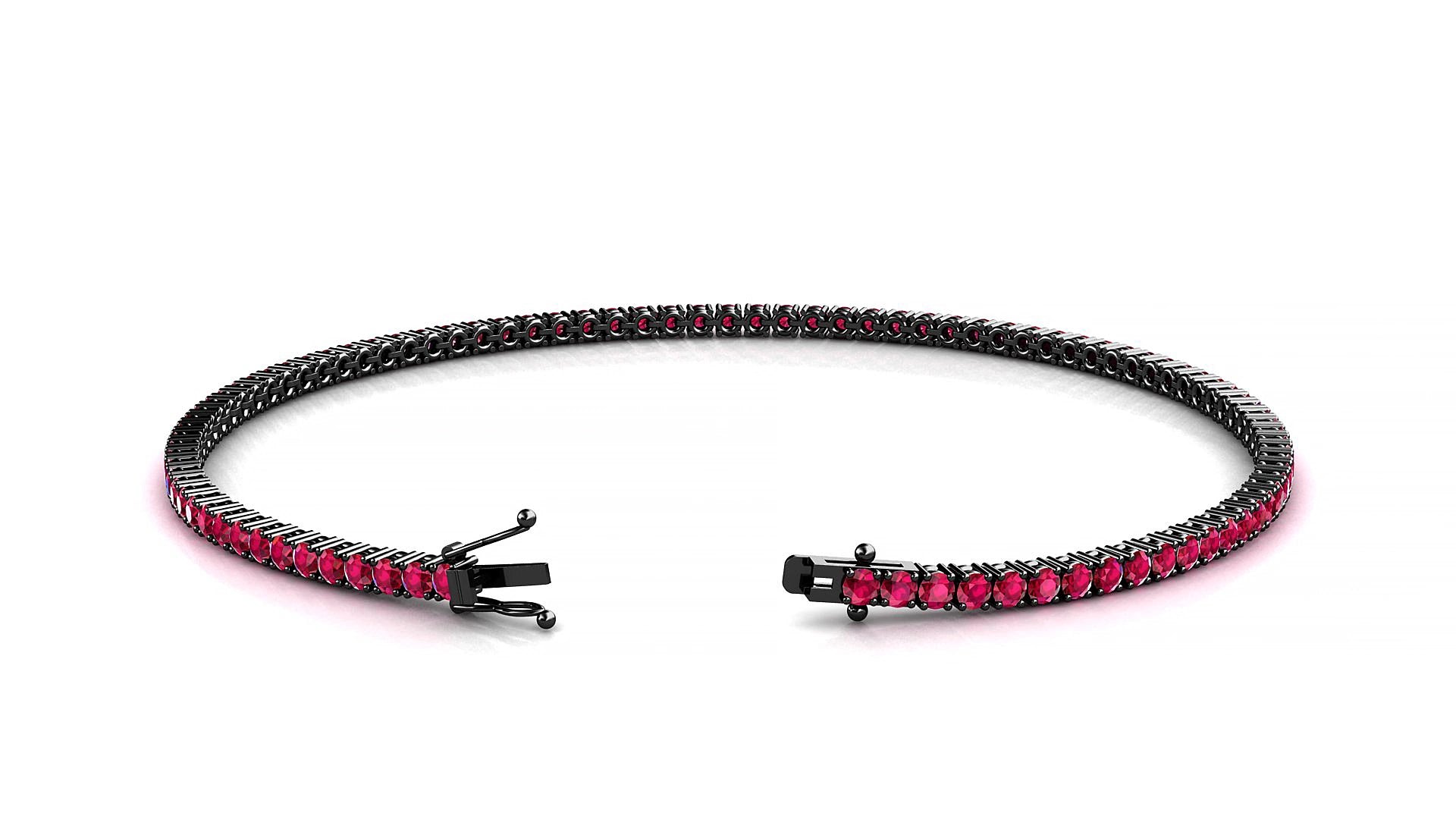 Capri | 18k Black Gold 1.7 mm Round Natural Ruby 15 cm Tennis Bracelet