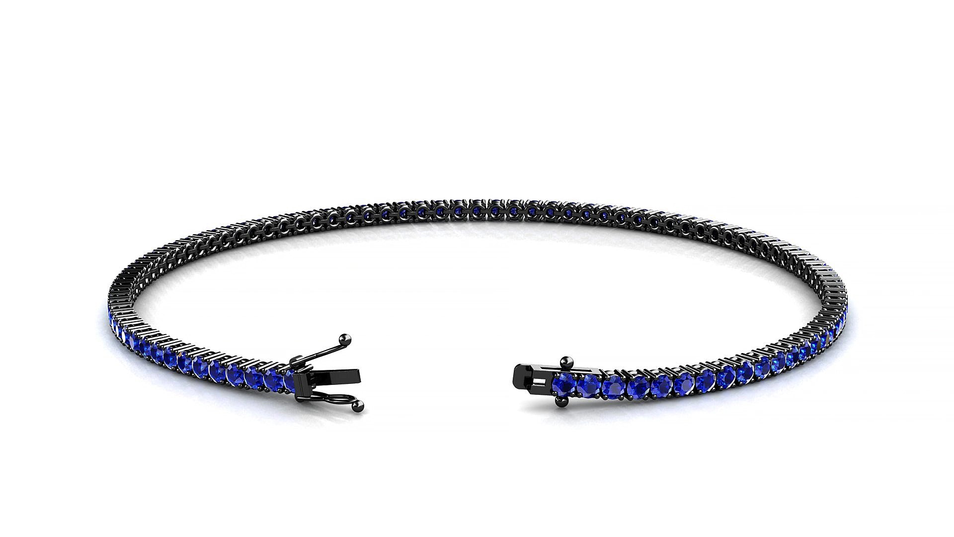 Capri | 18k Black Gold 1.7 mm Round Natural Sapphire 16 cm Tennis Bracelet