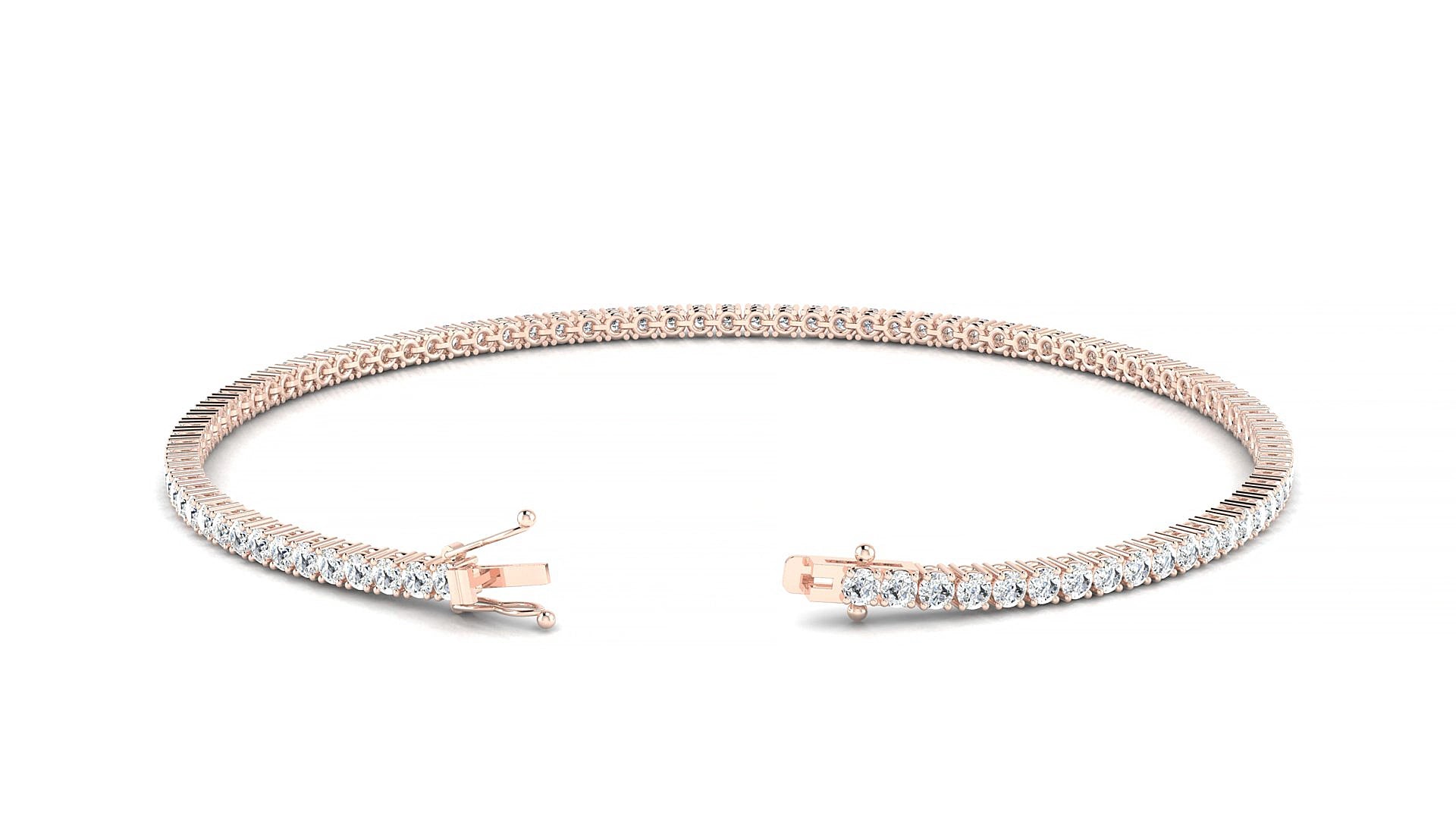 Capri | 18k Rose Gold 1.7 mm Round Natural Diamond 17 cm Tennis Bracelet