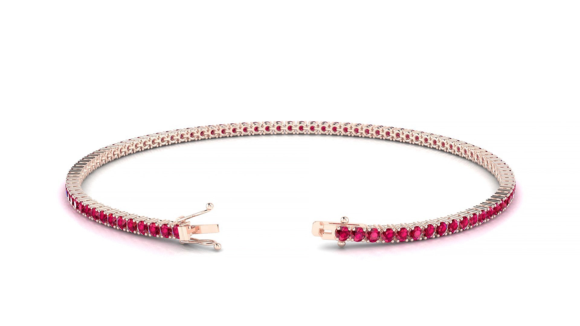 Capri | 18k Rose Gold 1.7 mm Round Natural Ruby 18 cm Tennis Bracelet