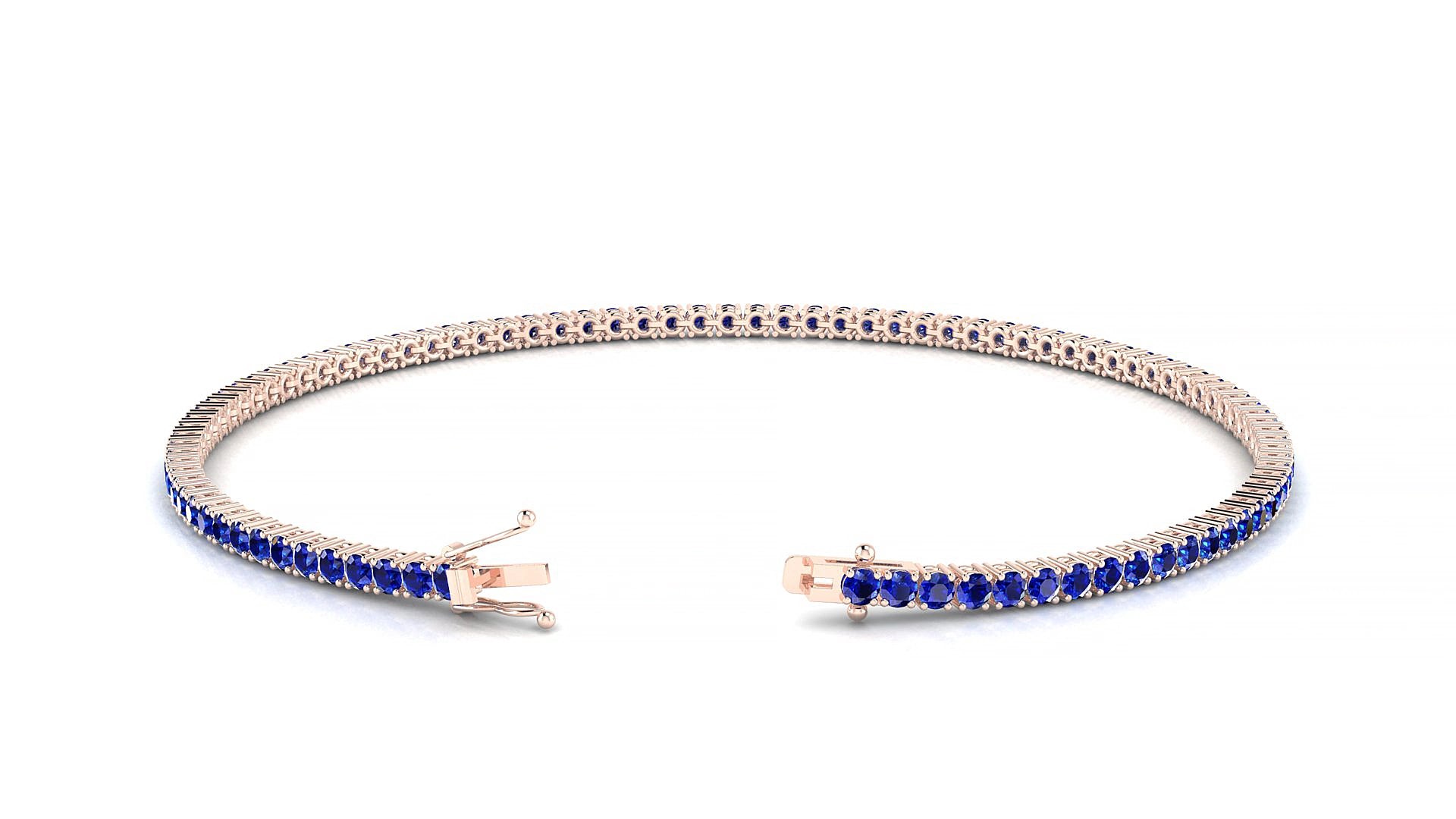 Capri | 18k Rose Gold 1.7 mm Round Natural Sapphire 15 cm Tennis Bracelet