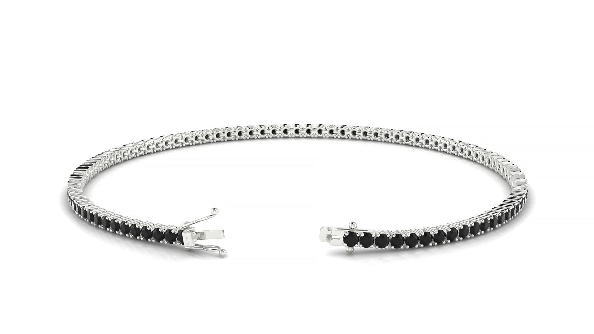 Capri | 18k White Gold 1.7 mm Round Natural Black Diamond Tennis Bracelet