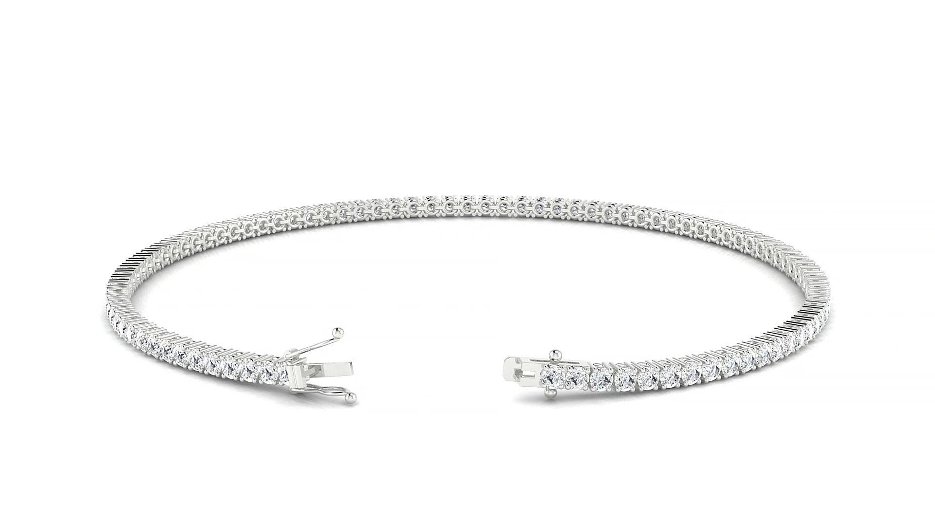 Capri | 18k White Gold 1.7 mm Round Lab-Grown Diamond 15 cm Tennis Bracelet