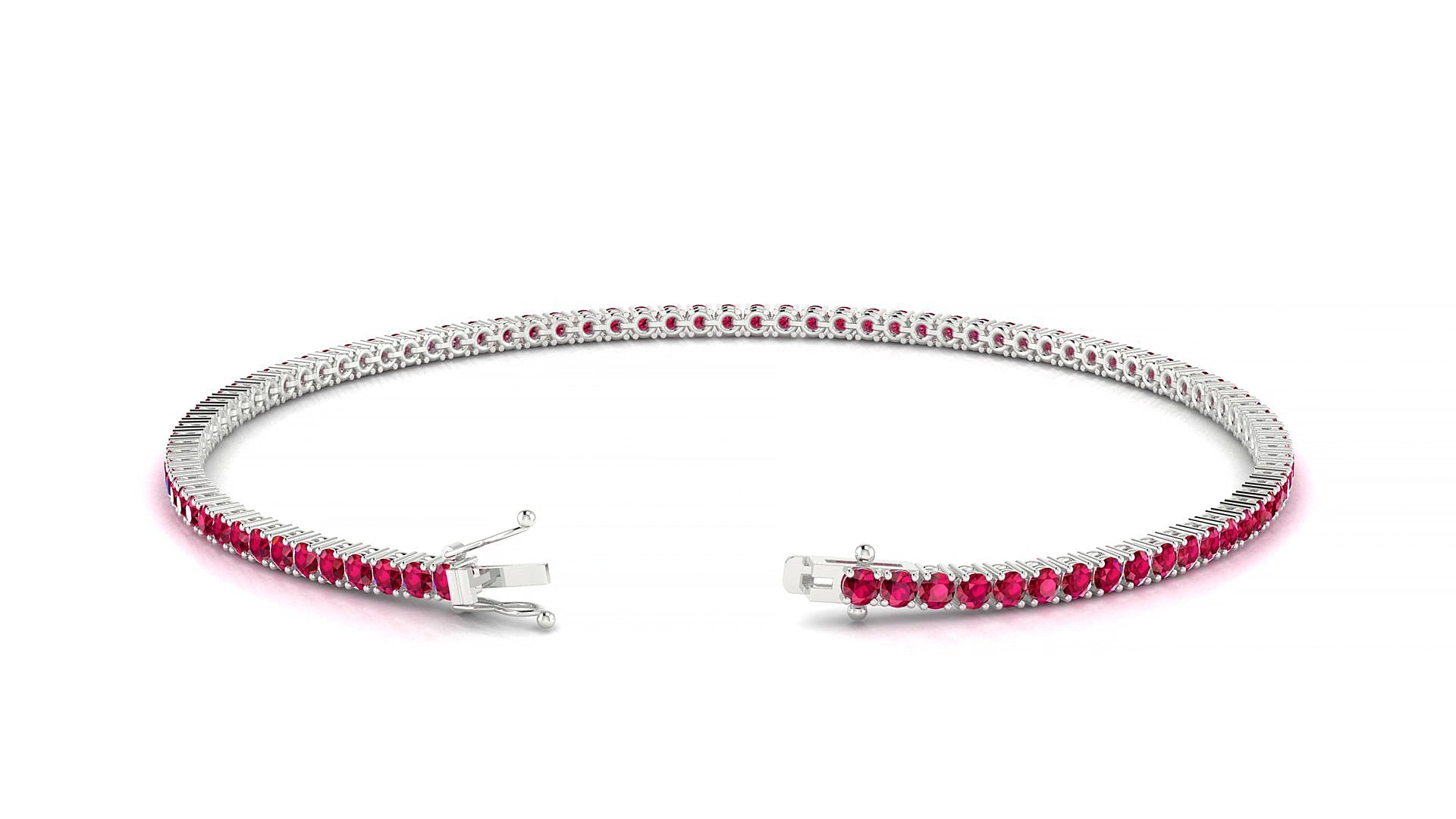 Capri | 18k White Gold 1.7 mm Round Natural Ruby 17 cm Tennis Bracelet