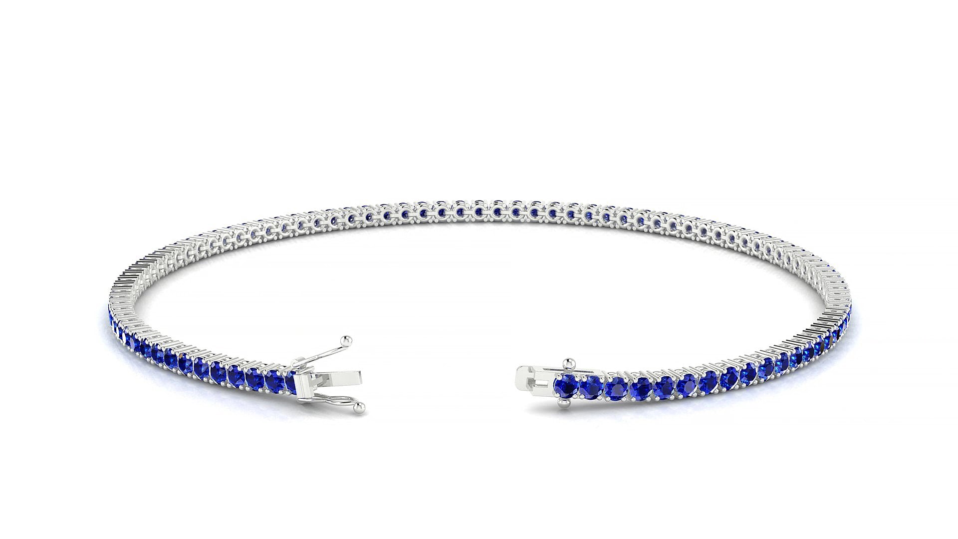 Capri | 18k White Gold 1.7 mm Round Natural Sapphire 16 cm Tennis Bracelet