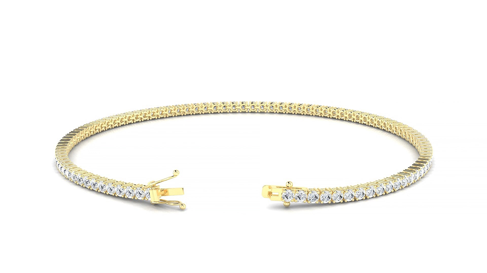 Capri | 18k Yellow Gold 1.7 mm Round Lab-Grown Diamond 15 cm Tennis Bracelet