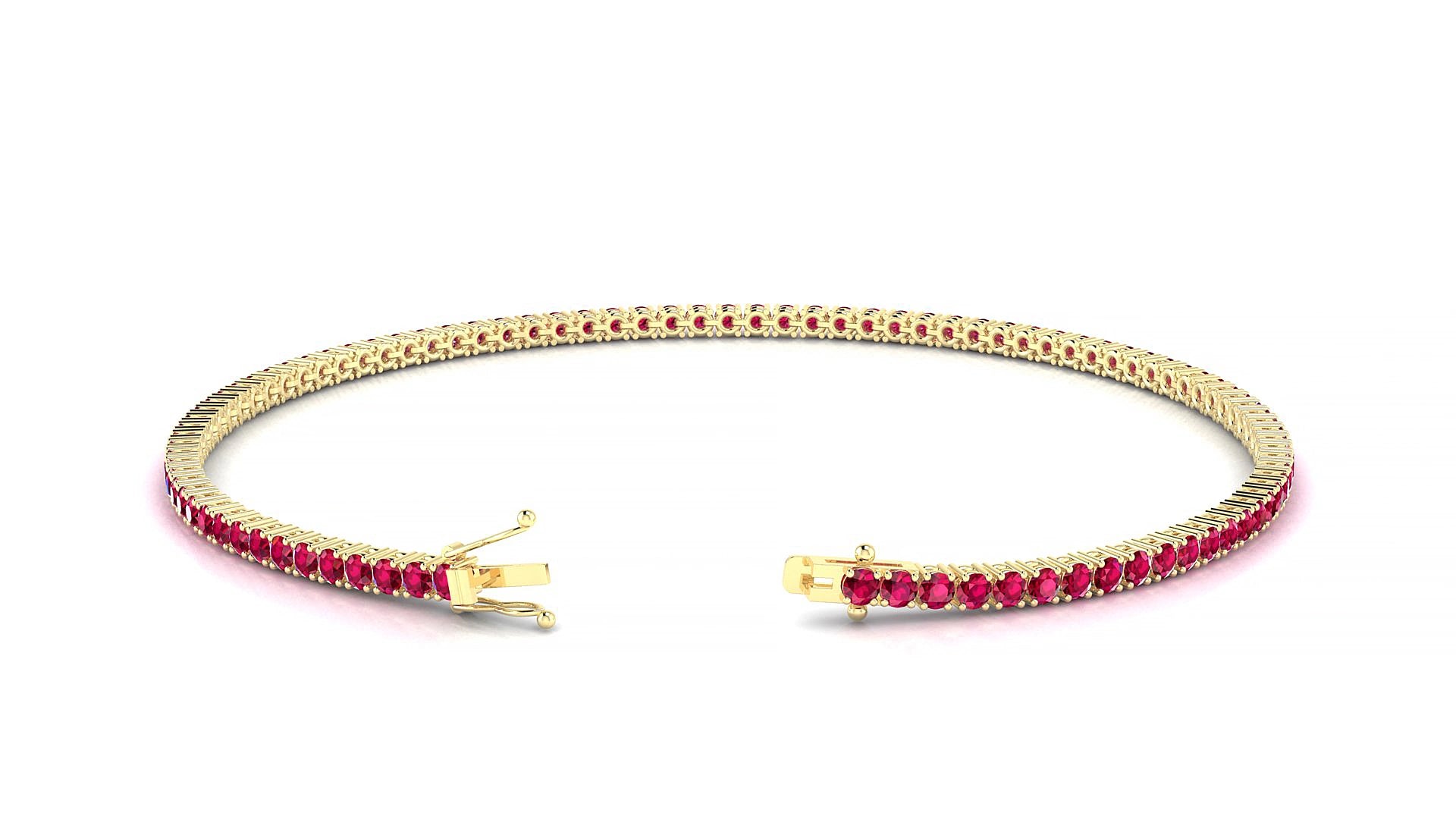 Capri | 18k Yellow Gold 1.7 mm Round Natural Ruby 16 cm Tennis Bracelet