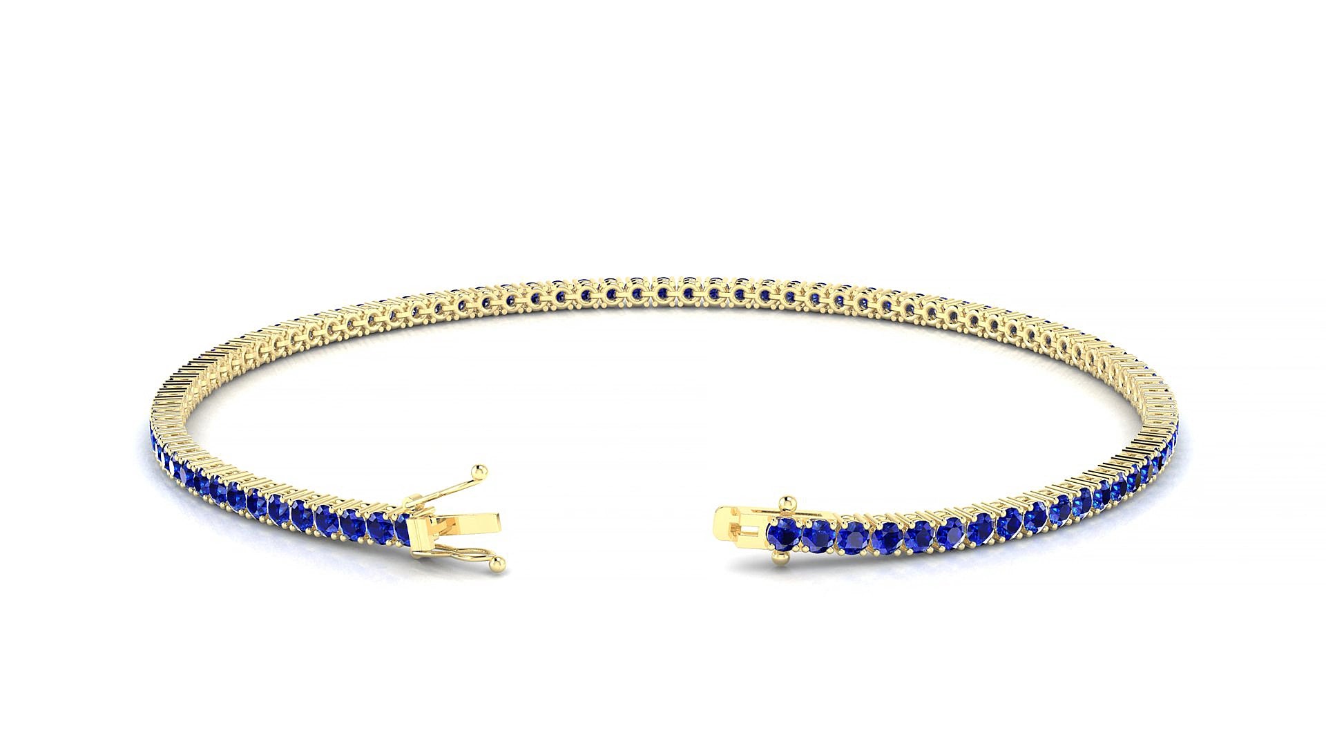 Capri | 18k Yellow Gold 1.7 mm Round Natural Sapphire 15 cm Tennis Bracelet