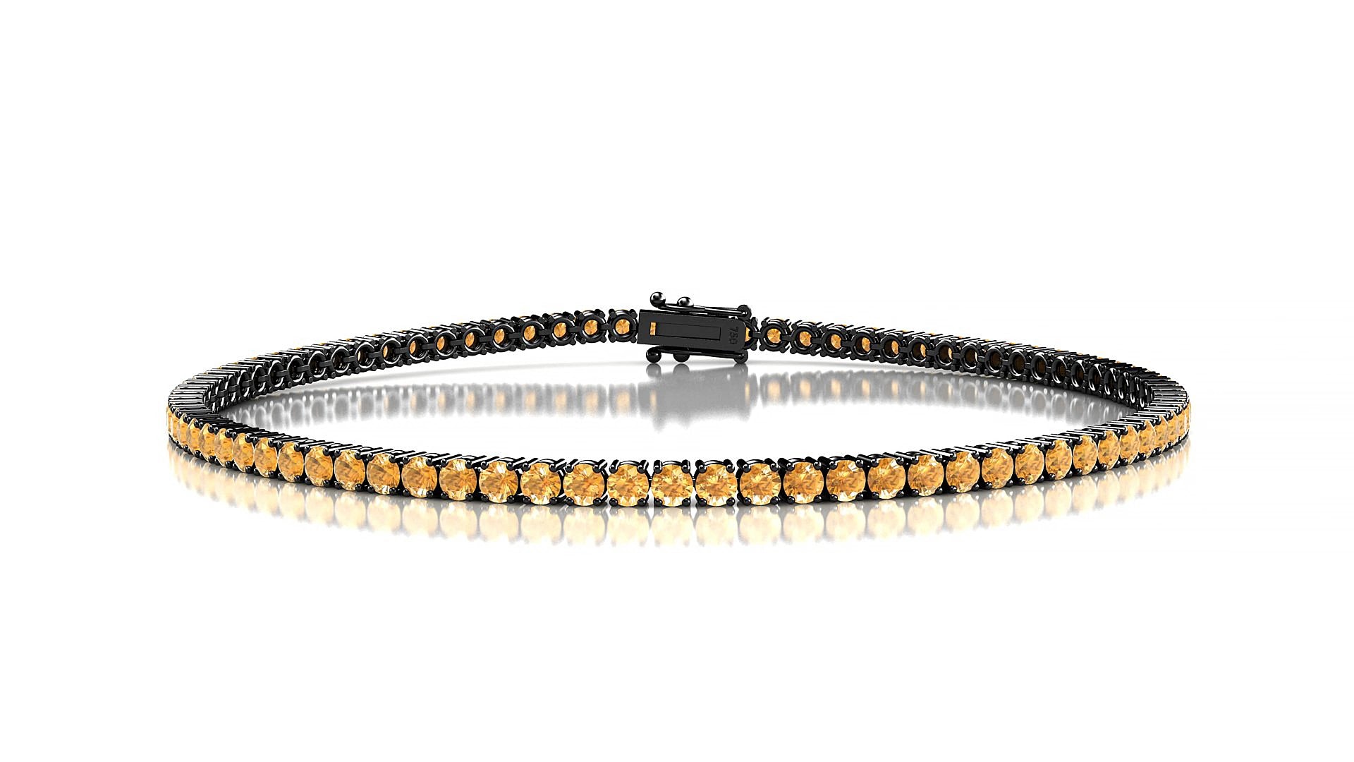 Capri | 18k Black Gold 2 mm Round Natural Citrine 15 cm Tennis Bracelet