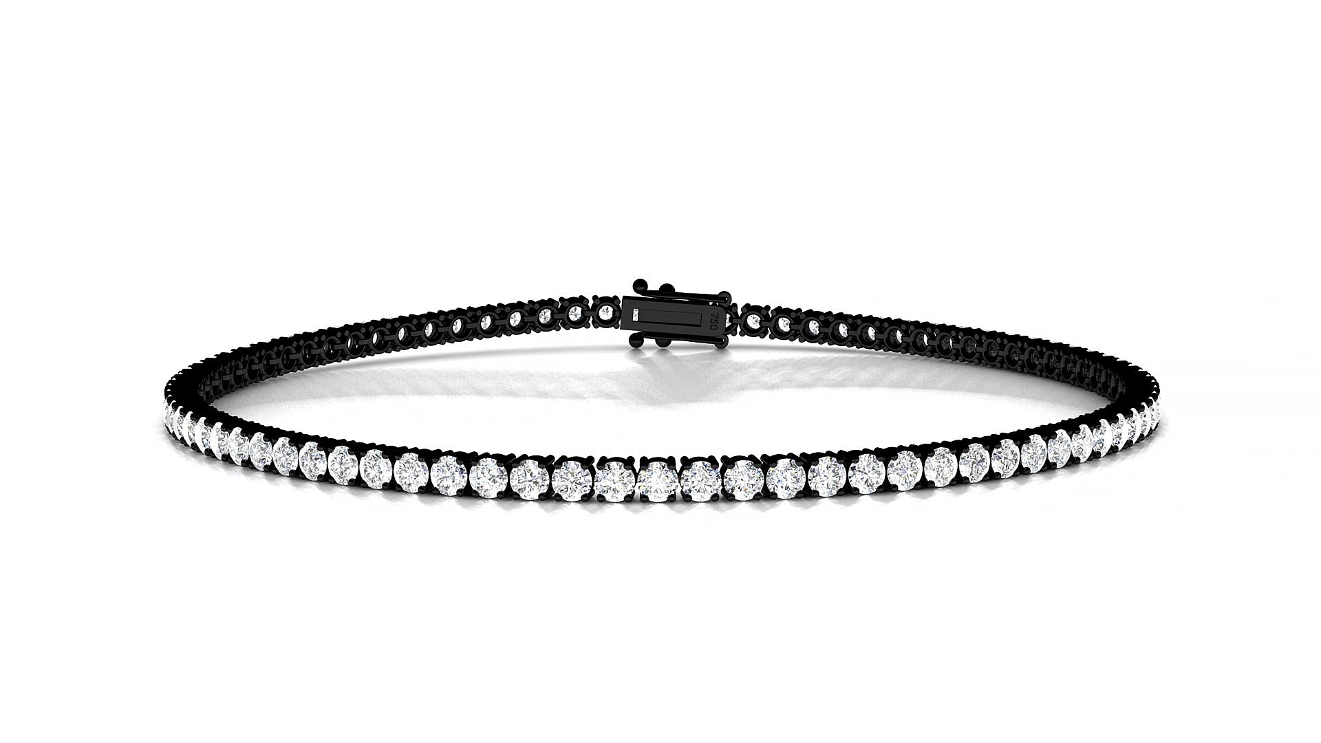 Capri | 18k Black Gold 2 mm Round Natural Diamond 15 cm Tennis Bracelet