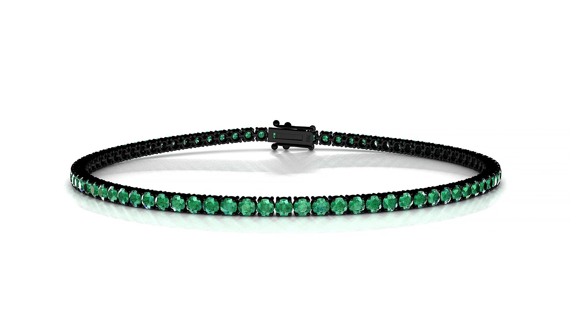 Capri | 18k Black Gold 2 mm Round Natural Emerald 20 cm Tennis Bracelet
