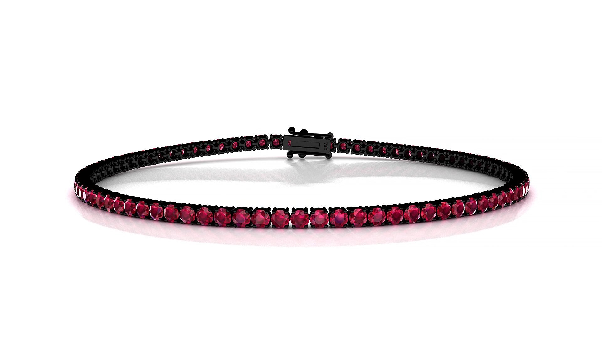 Capri | 18k Black Gold 2 mm Round Natural Ruby 15 cm Tennis Bracelet