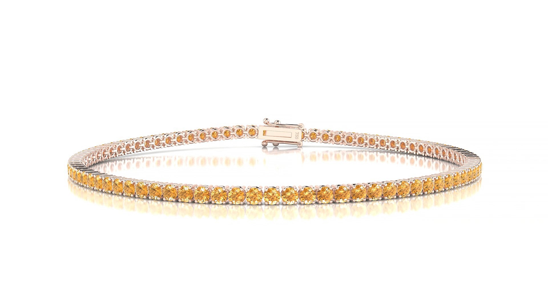 Capri | 18k Rose Gold 2 mm Round Natural Citrine 20 cm Tennis Bracelet