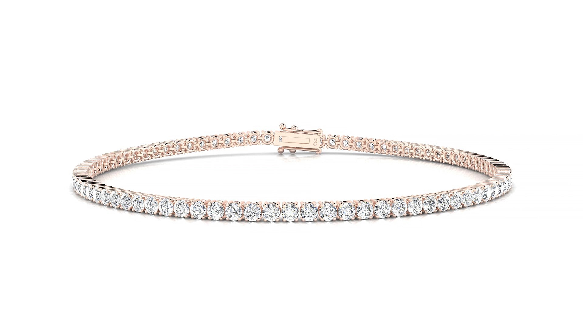 Capri | 18k Rose Gold 2 mm Round Natural Diamond 20 cm Tennis Bracelet