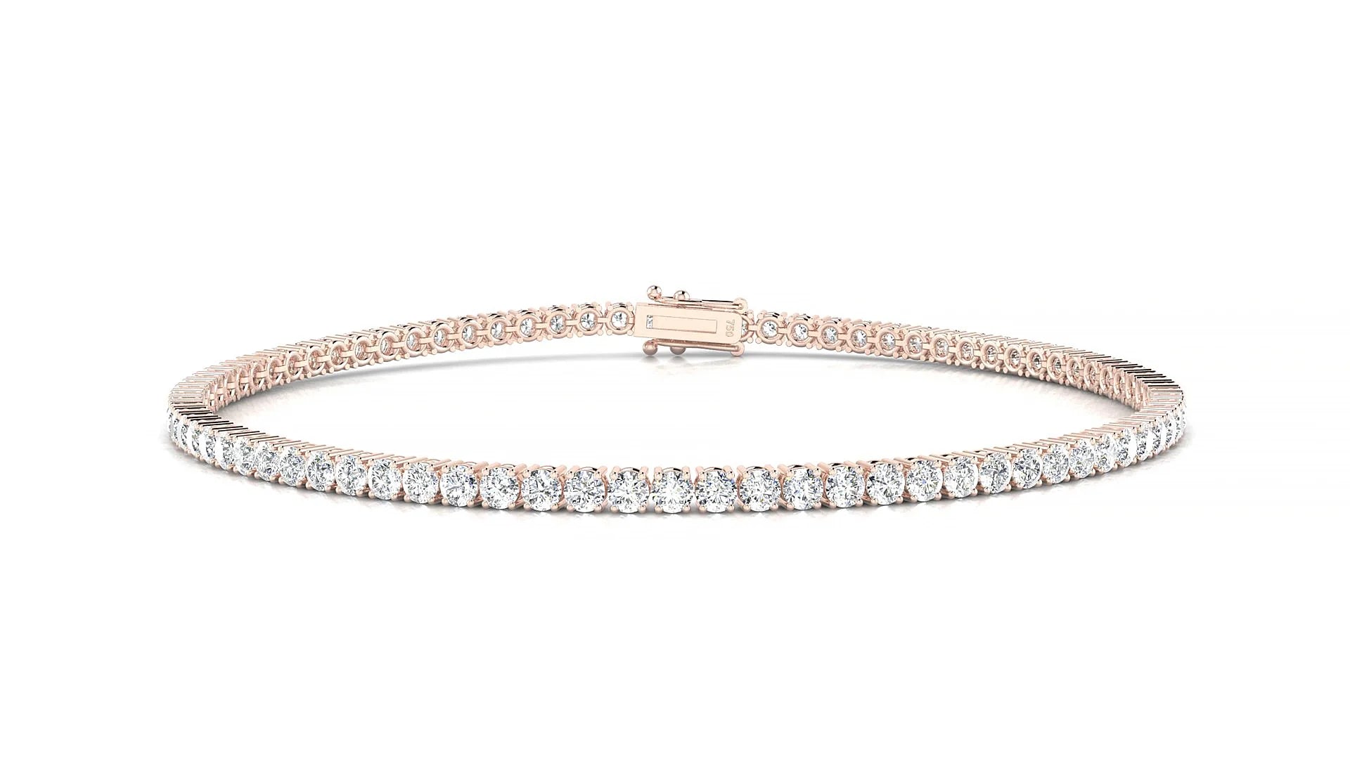 Capri | 18k Rose Gold 2 mm Round Lab-Grown Diamond 18 cm Tennis Bracelet